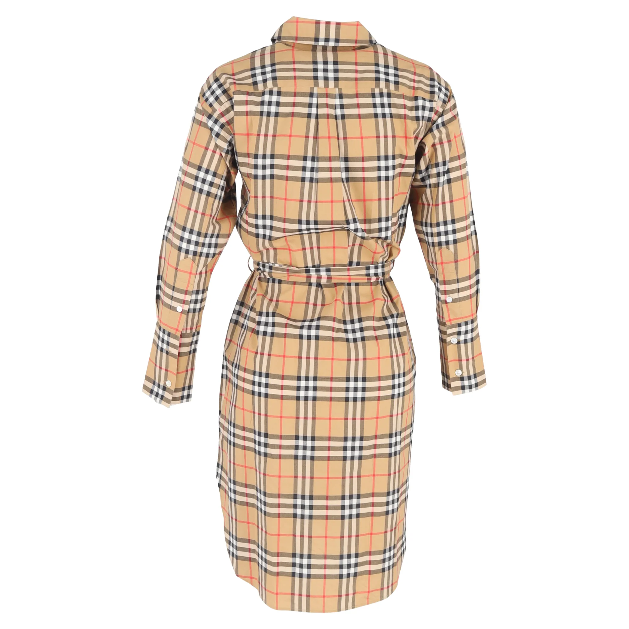 Women's Burberry Vintage-Check Shirt Dress in Beige Cotton - Image 3