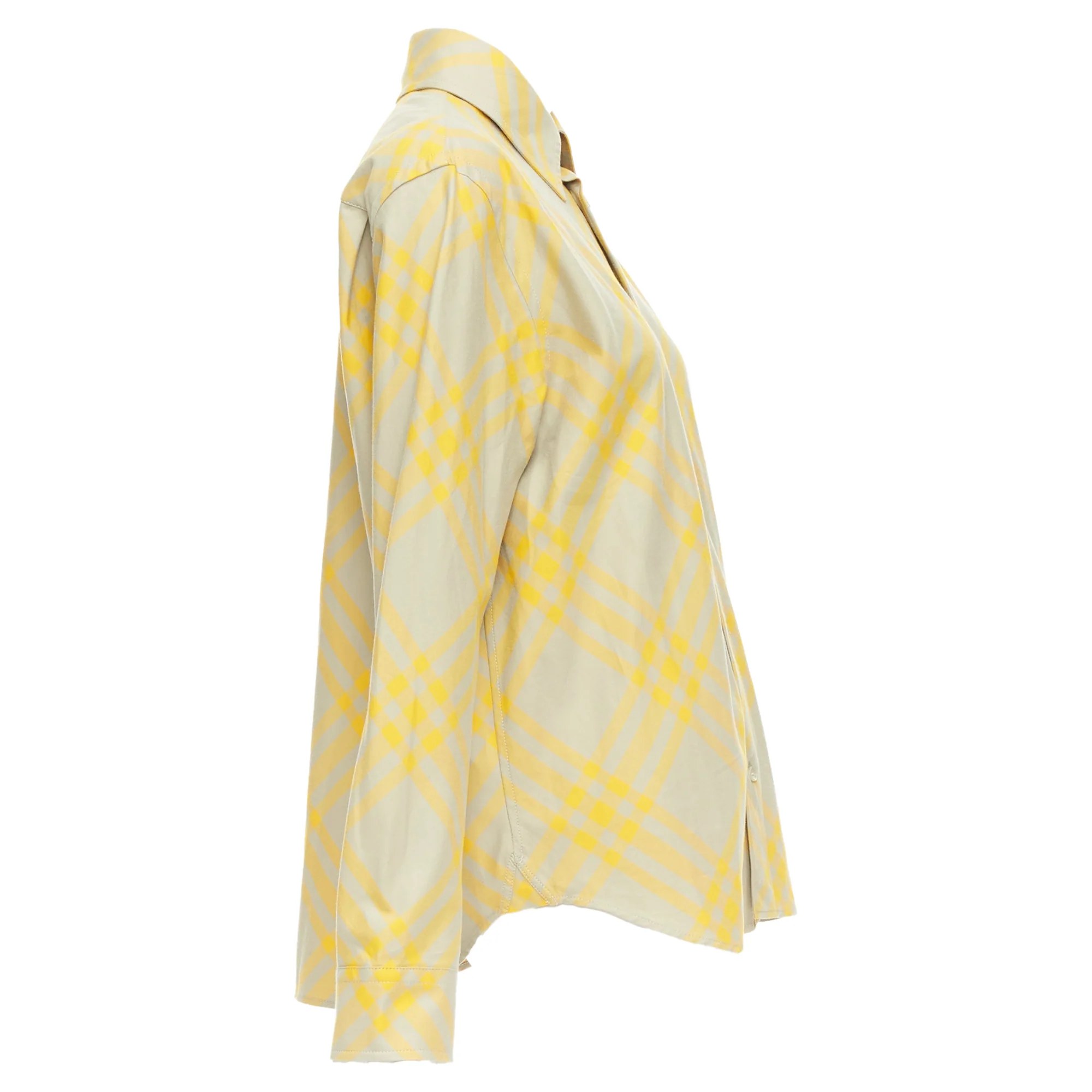 Women's Burberry yellow khaki knight House Check long sleeve shirt - Image 4