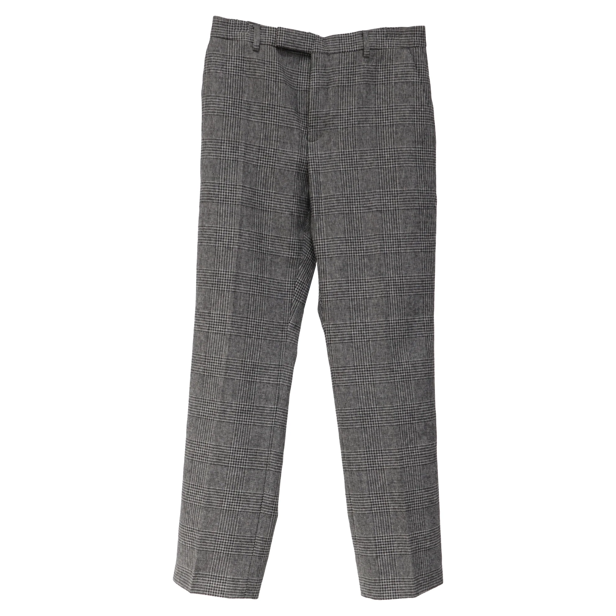 Men's Celine Prince Of Wales Check Trousers in Grey Wool