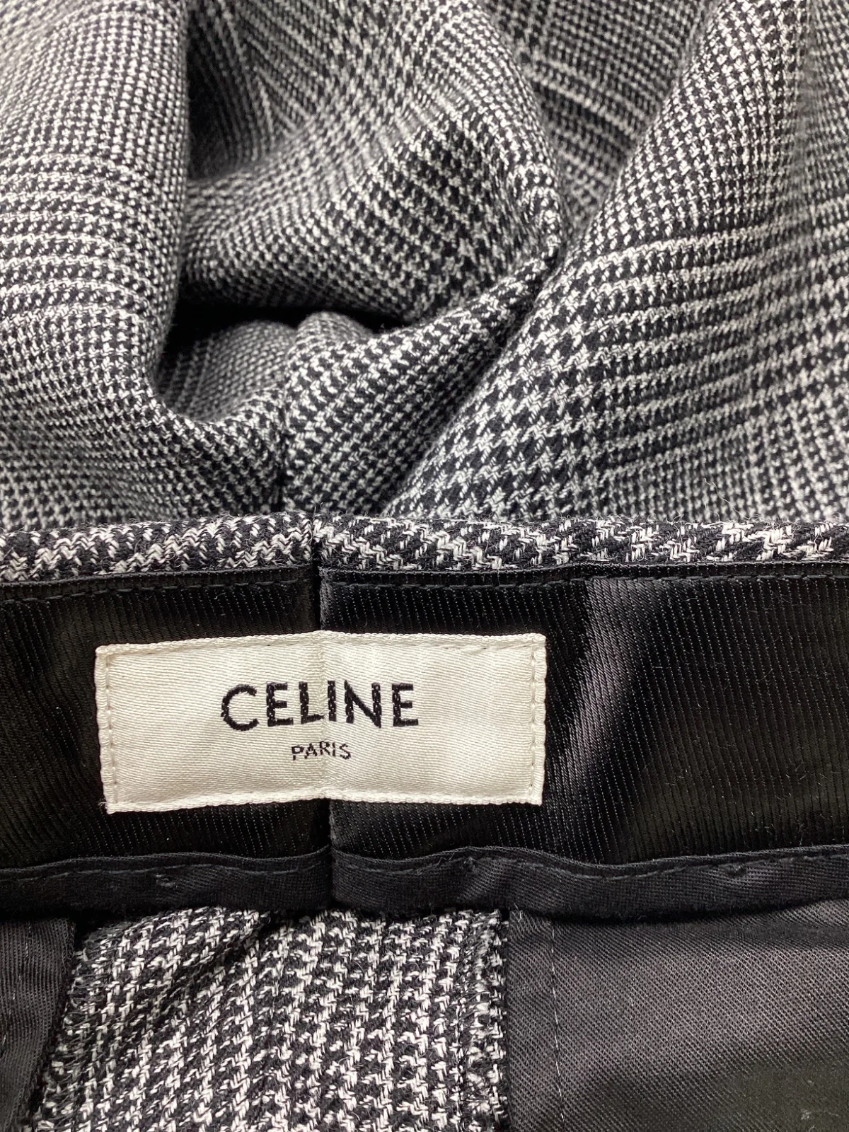 Men's Celine Prince Of Wales Check Trousers in Grey Wool - Image 8