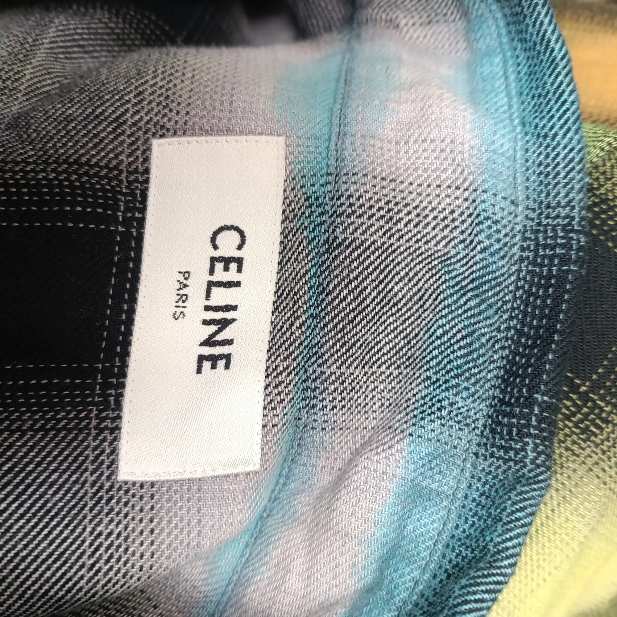 Men's Celine Tie-Dyed Checked Flannel Shirt in Multicolor Cotton - Image 2