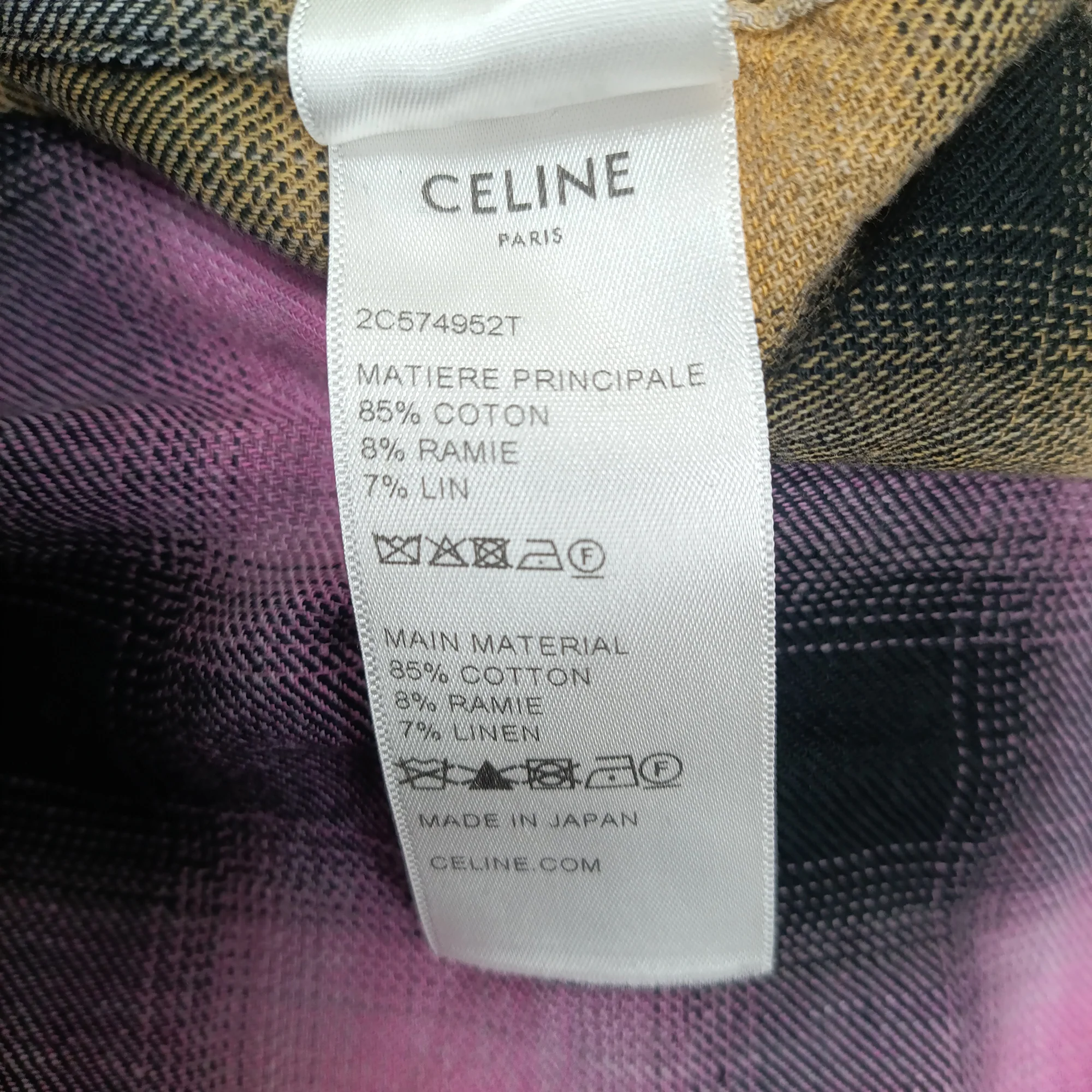 Men's Celine Tie-Dyed Checked Flannel Shirt in Multicolor Cotton - Image 3