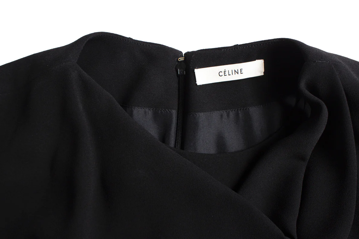 Women's Celine black draped dress - Image 6