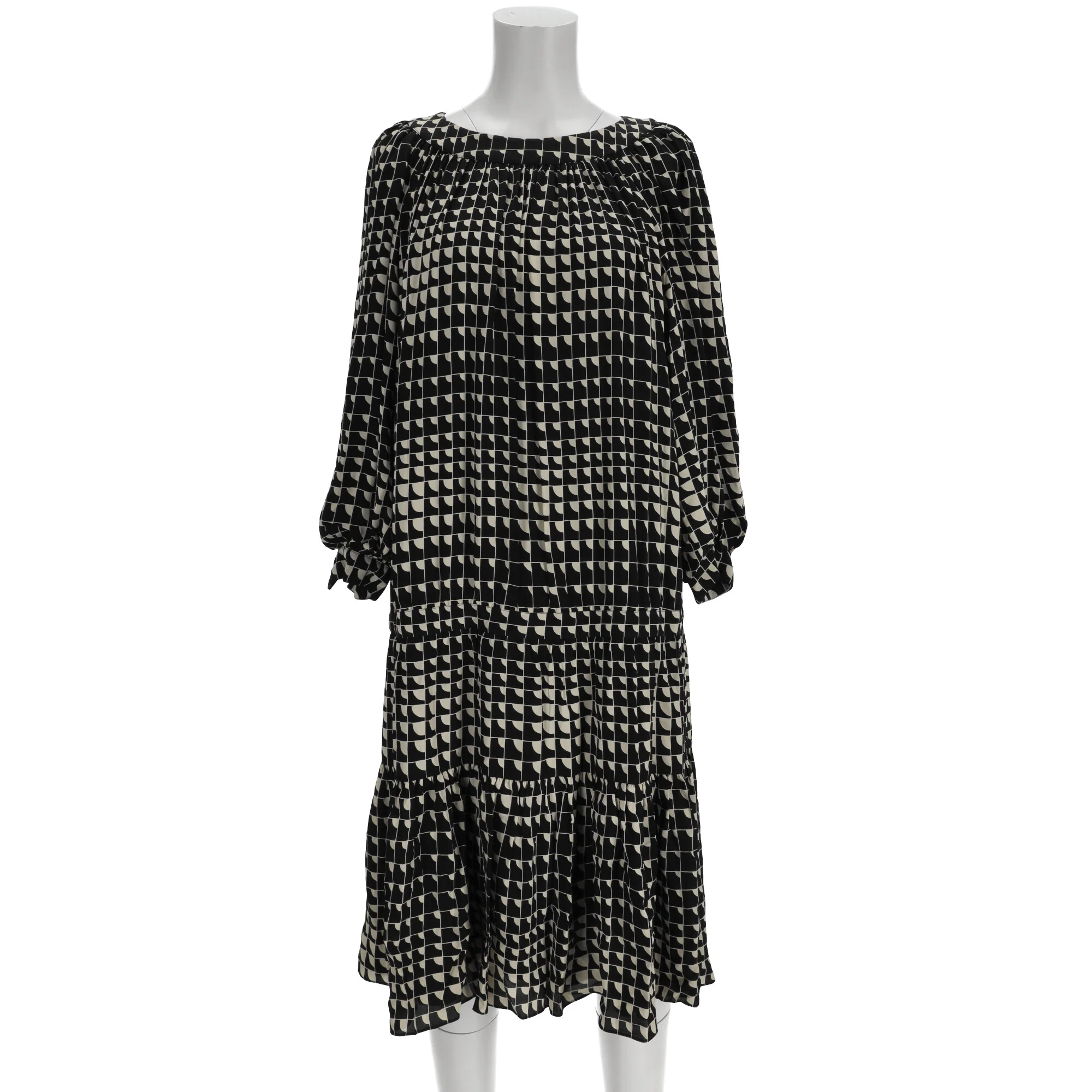 Women's Celine Geometric Print Midi Dress in Multicolor Silk - Image 6
