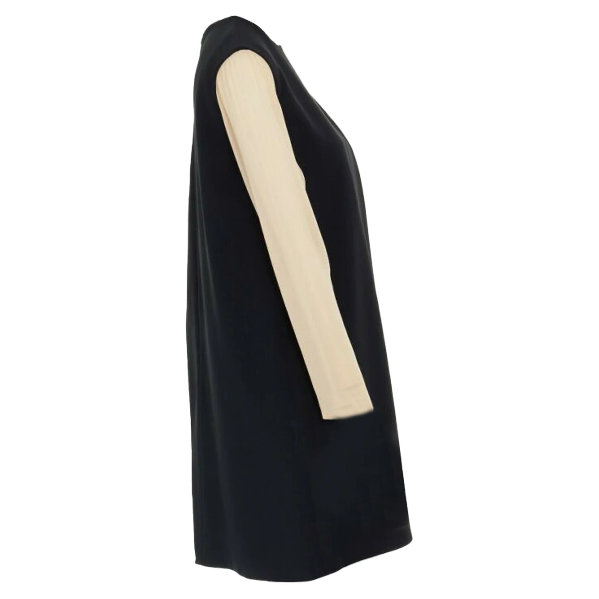 Women's Celine Phoebe Philo nude asymmetric layered silk sleeve shift dress - Image 4