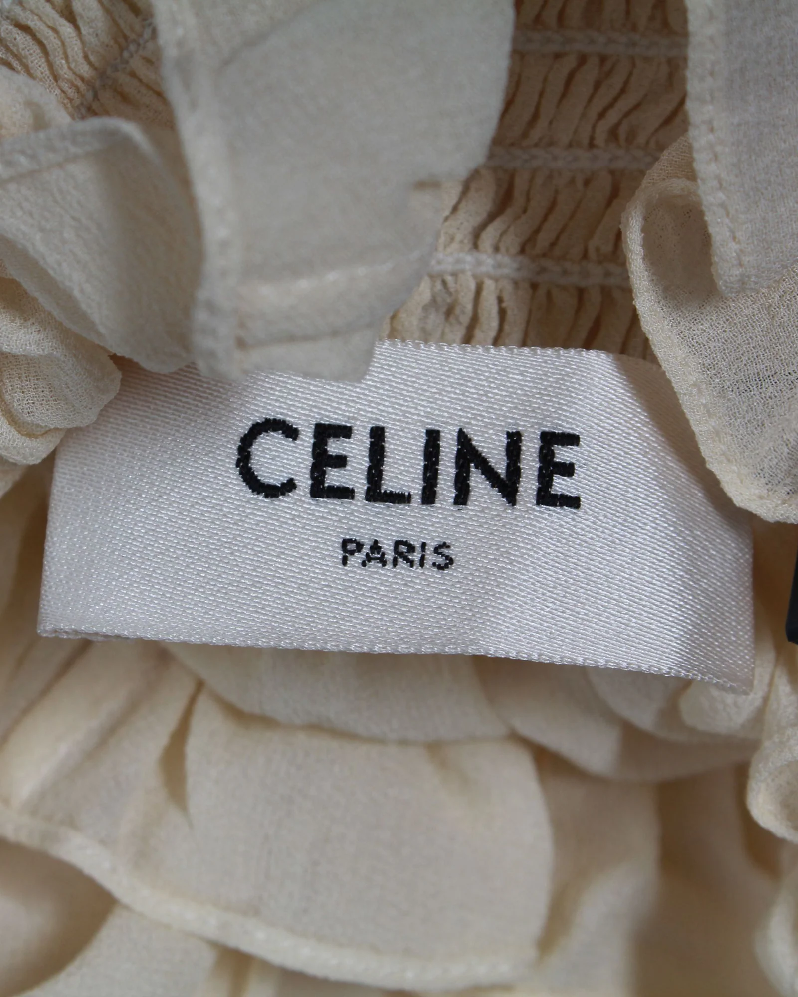 Women's Celine Ruched Neck and Rope Necklace Detail Top in Cream Silk - Image 4
