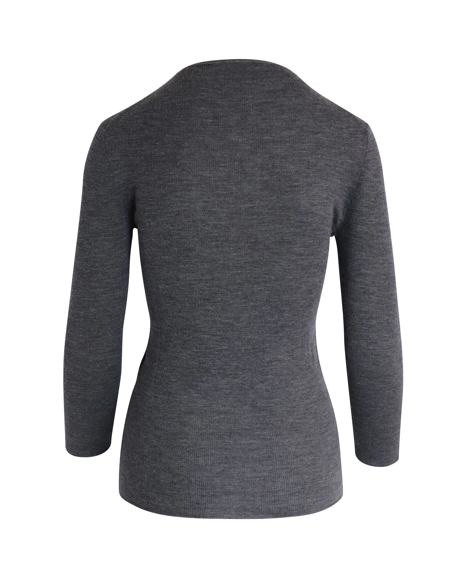 Women's Celine Sheer Panel Long Sleeve Top in Grey Wool - Image 3