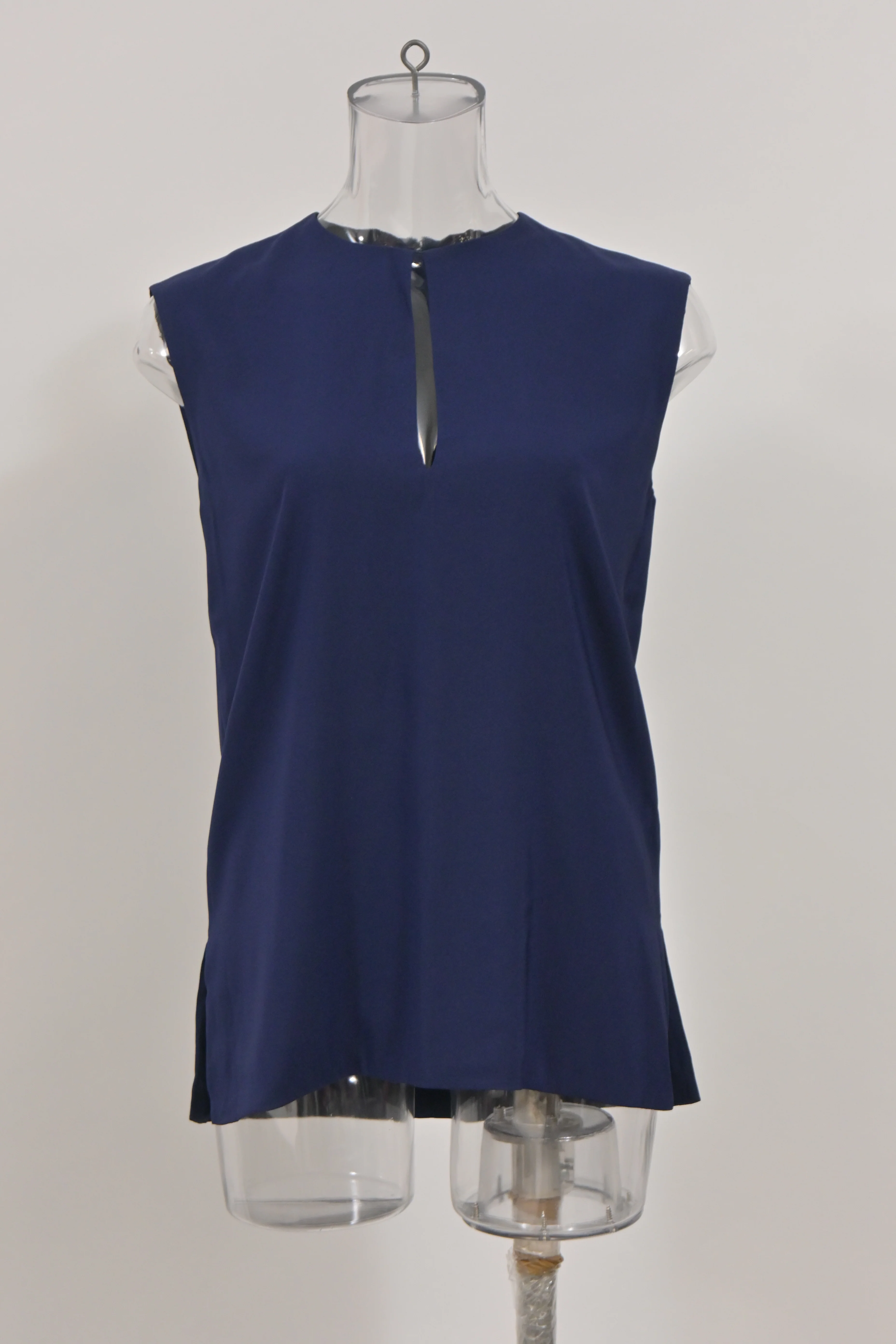 Women's Celine Sleeveless Blouse in Navy Blue Silk - Image 6