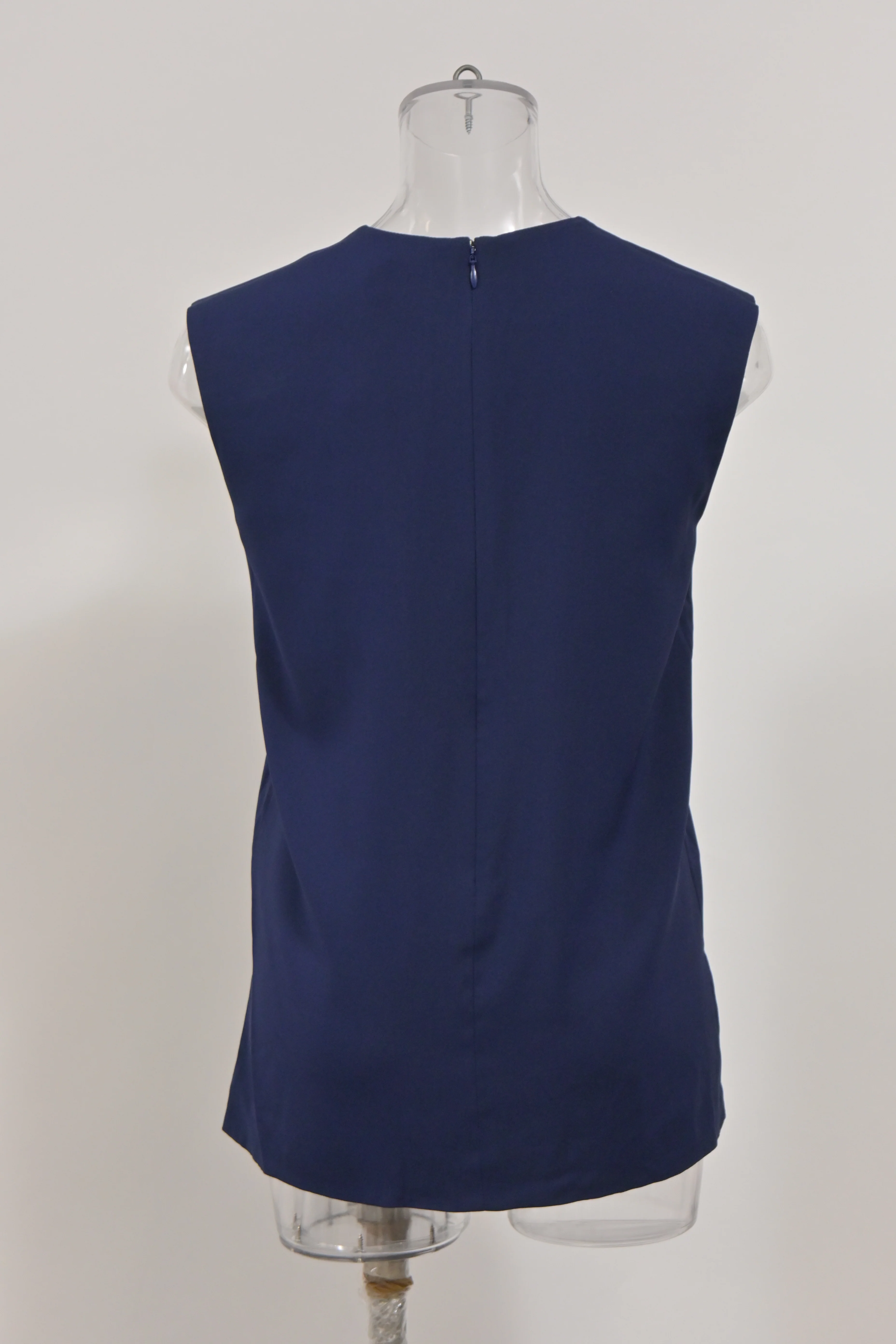 Women's Celine Sleeveless Blouse in Navy Blue Silk - Image 8