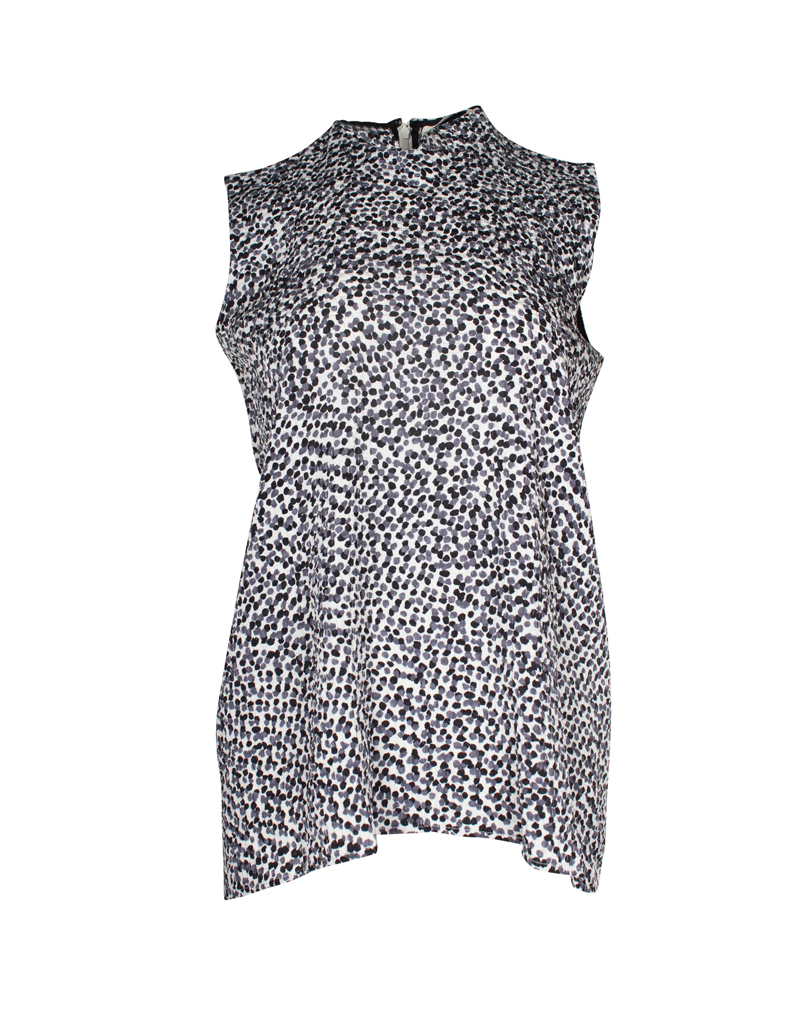 Women's Celine Sleeveless Polka Dot Top in Grey Silk