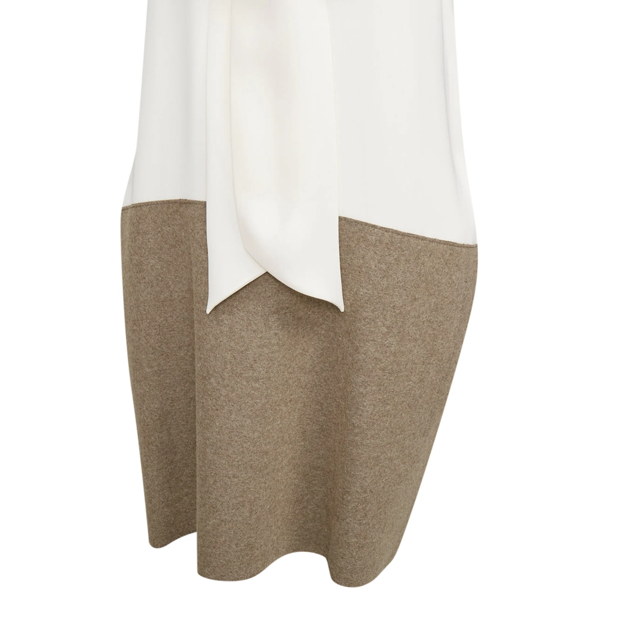 Women's OLD CELINE Phoebe Philo cream taupe silk wool felt drop waist shirt dress FR38 M - Image 7