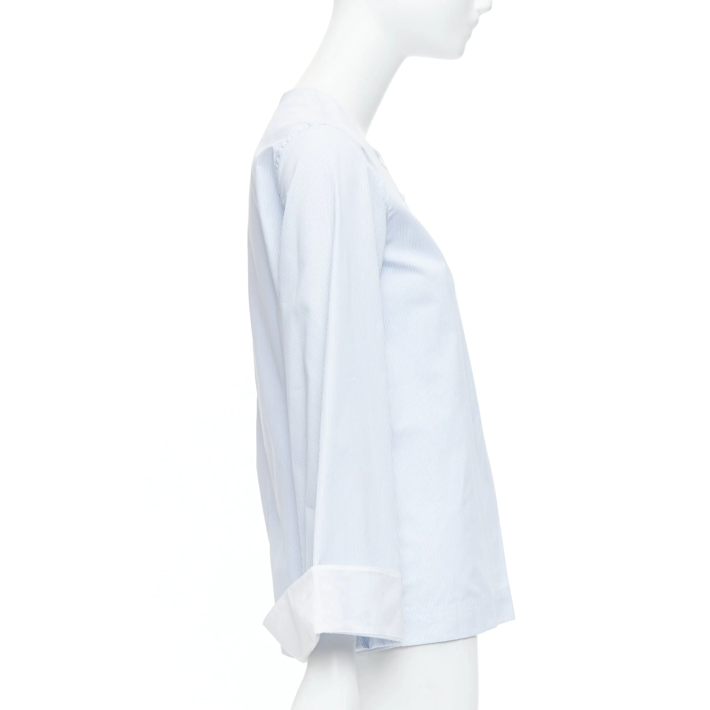 Women's Old Celine Phoebe Philo Pinstripe Flare Cuffed Shirt Top - Image 10