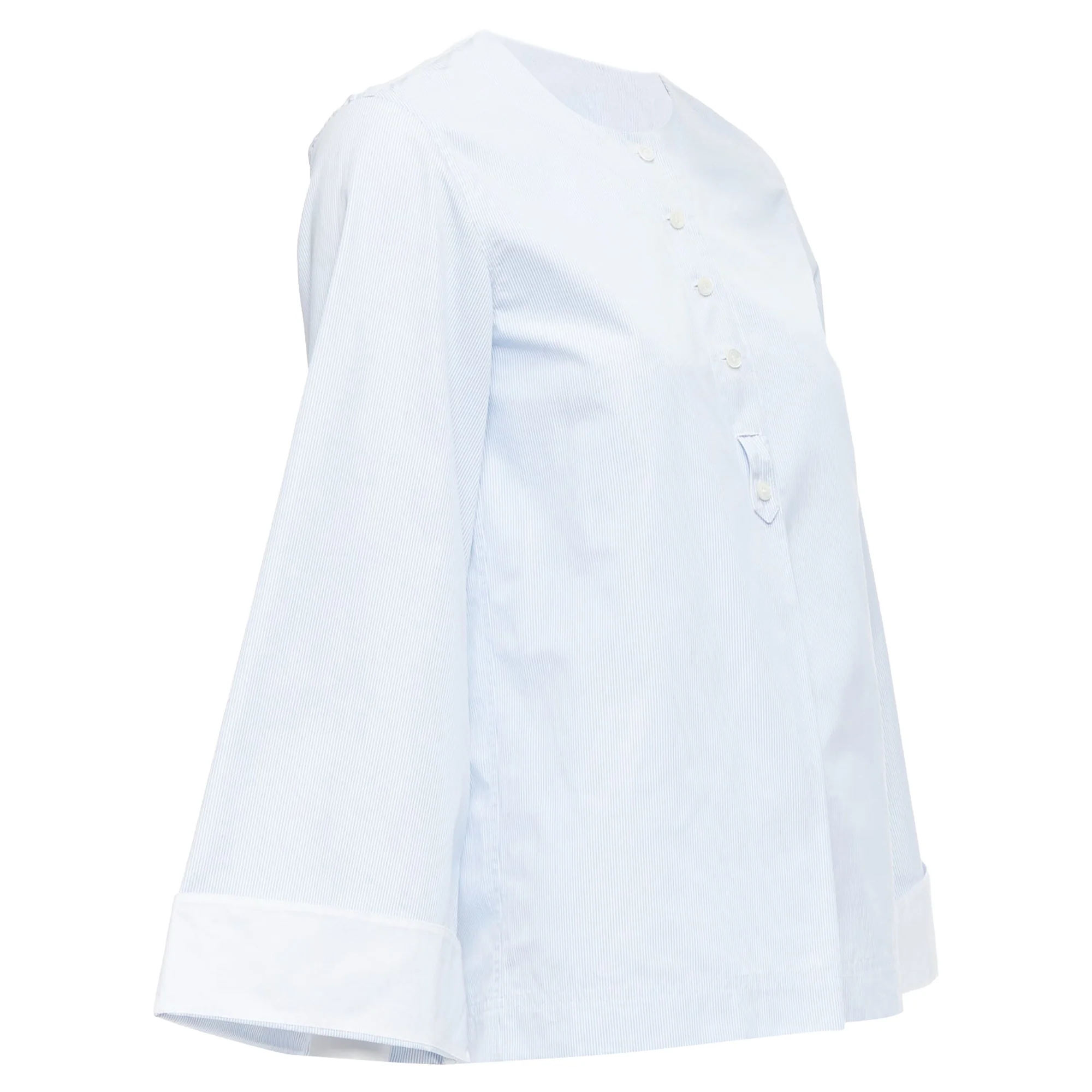 Women's Old Celine Phoebe Philo Pinstripe Flare Cuffed Shirt Top - Image 3