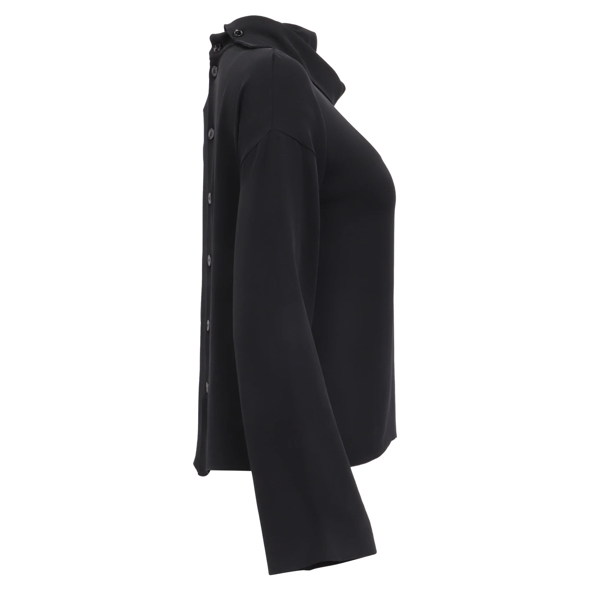 Women's Chanel Buttoned Blouse in Black Silk - Image 3
