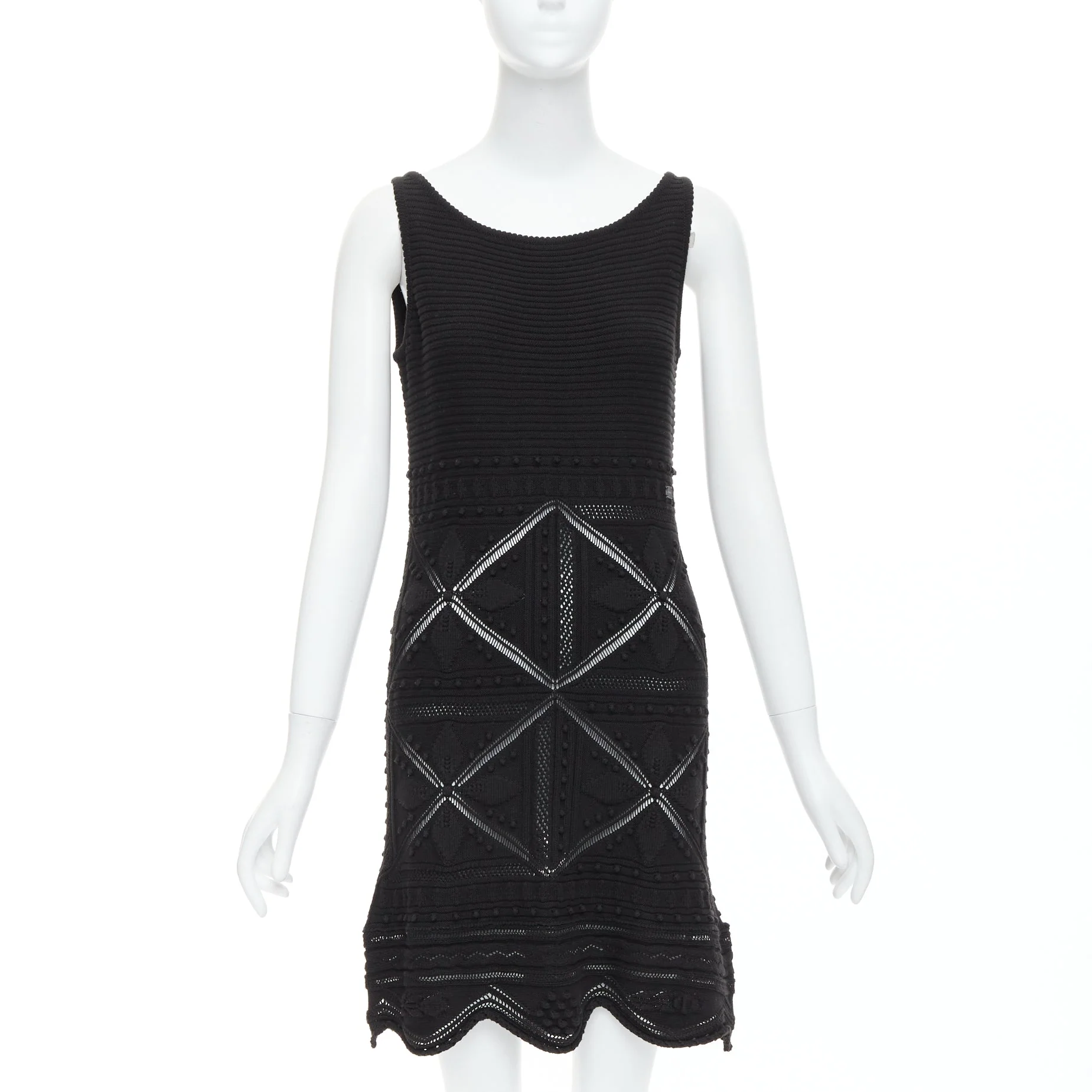 Women's Chanel cotton knitted pointelle floral sheer knitee dress - Image 7