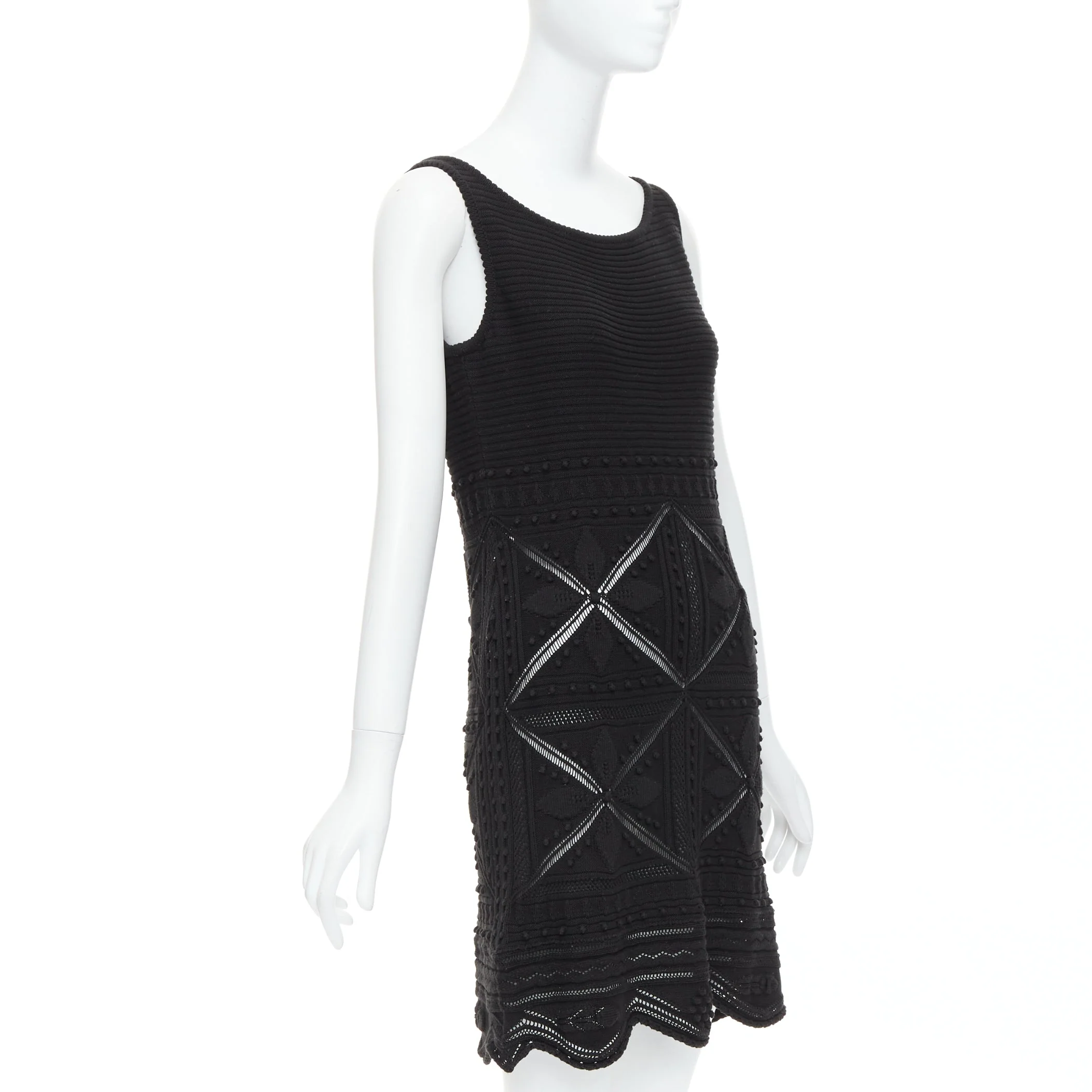 Women's Chanel cotton knitted pointelle floral sheer knitee dress - Image 9