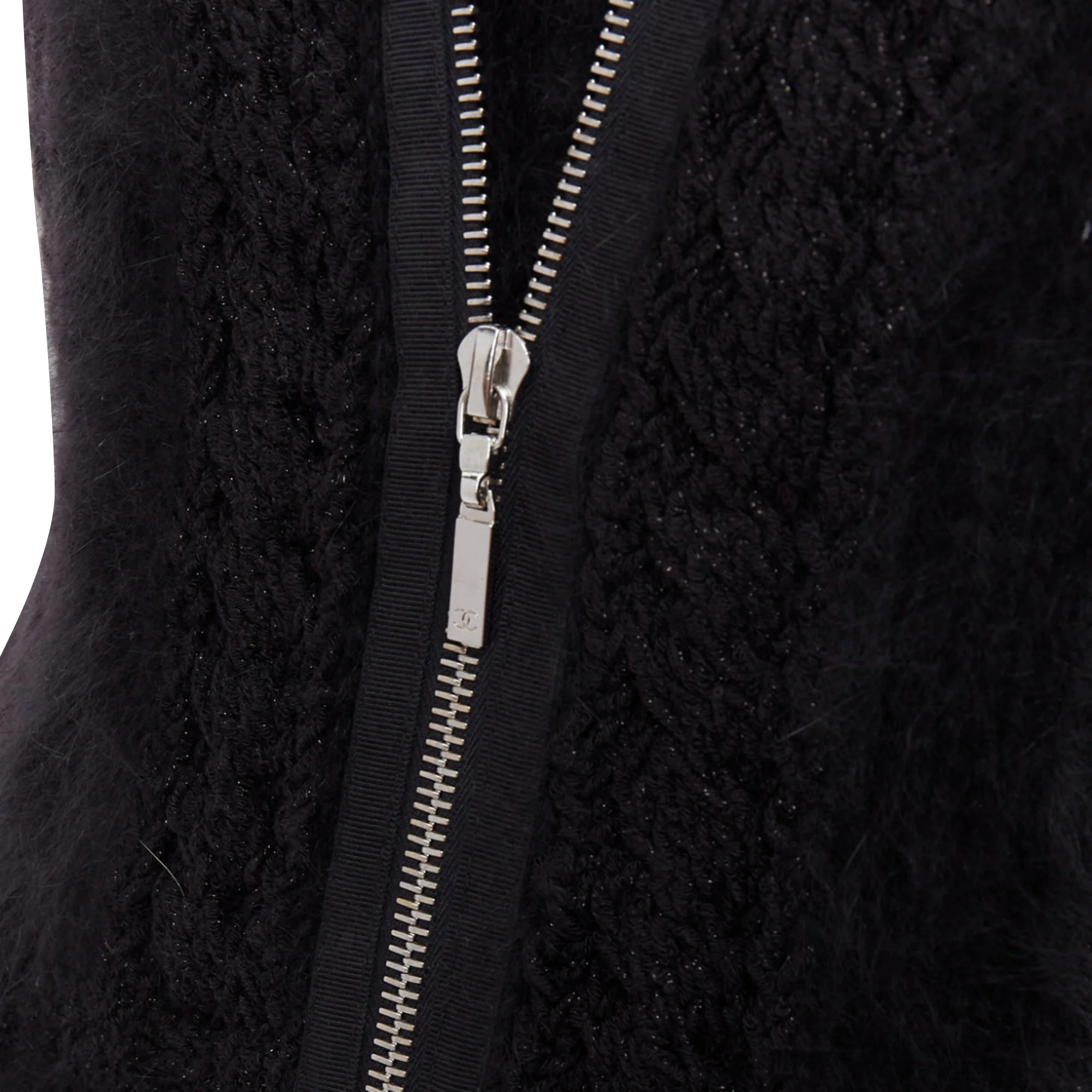Women's Chanel fluffy angora blend cc zip layered sweater - Image 2