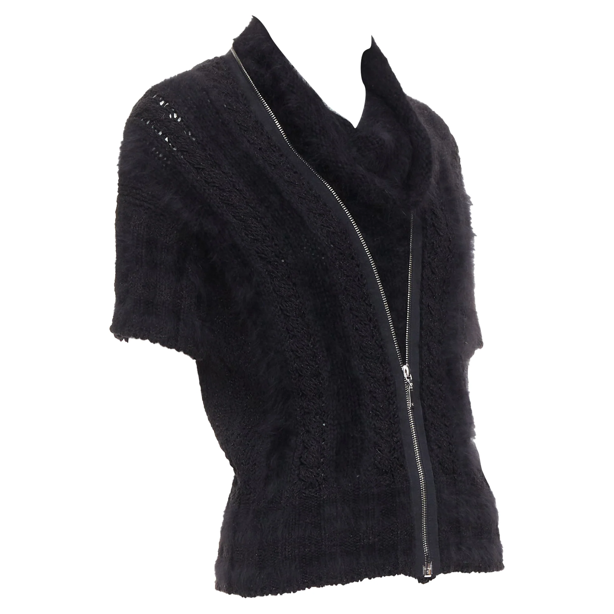 Women's Chanel fluffy angora blend cc zip layered sweater - Image 3