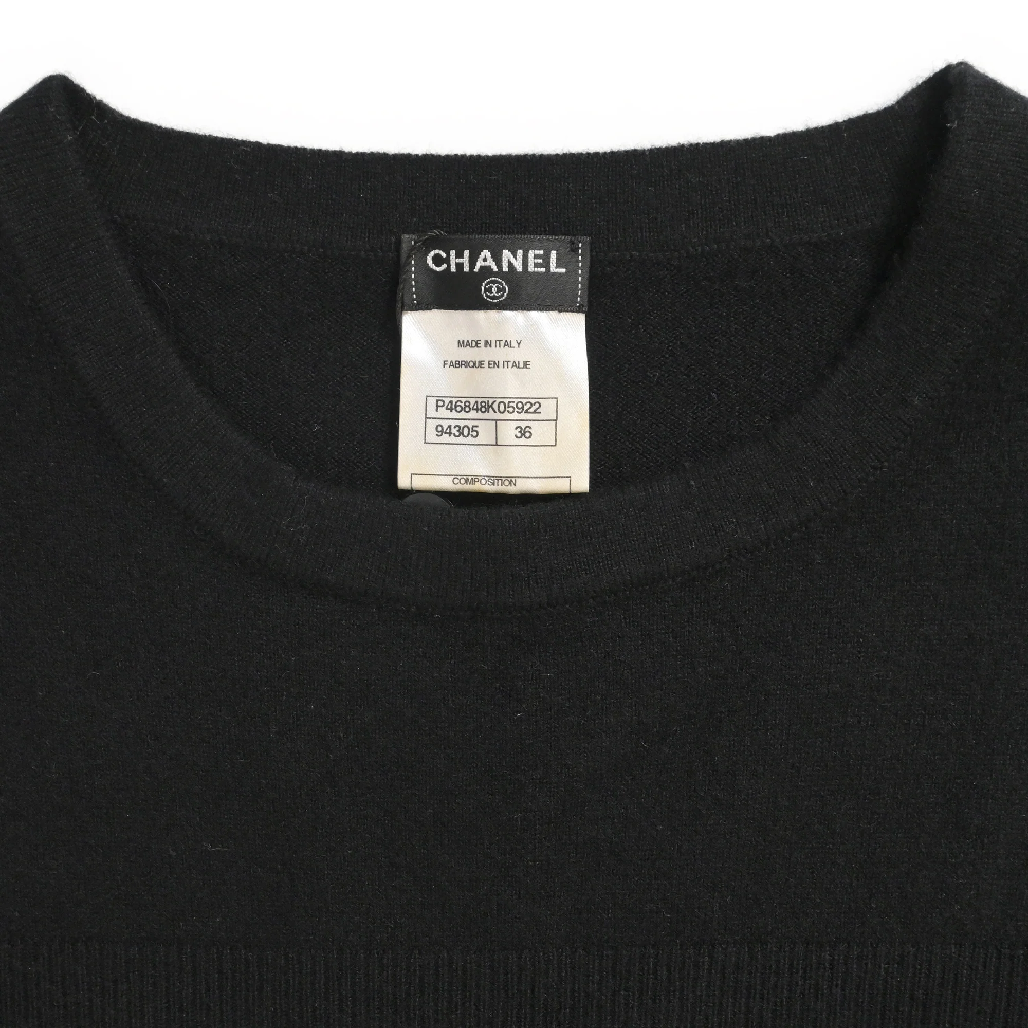 Women's Chanel Mini Crew-Neck One Pocket Dress in Black Cashmere - Image 4
