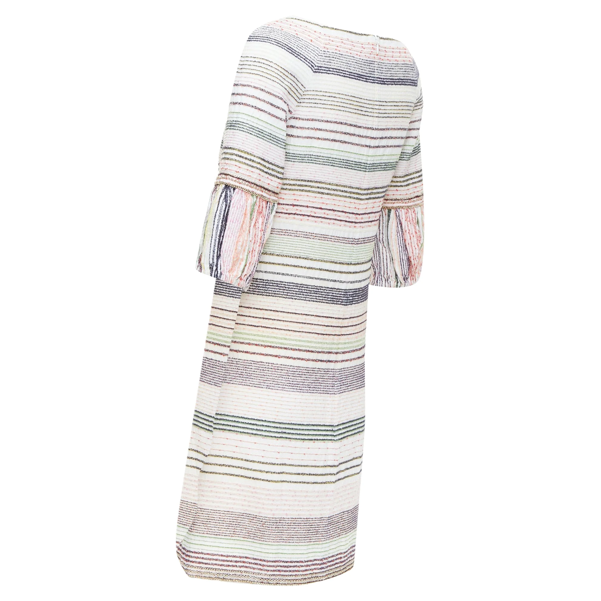 Women's Chanel multicolor tweed chain trimmed sleeve dress - Image 6