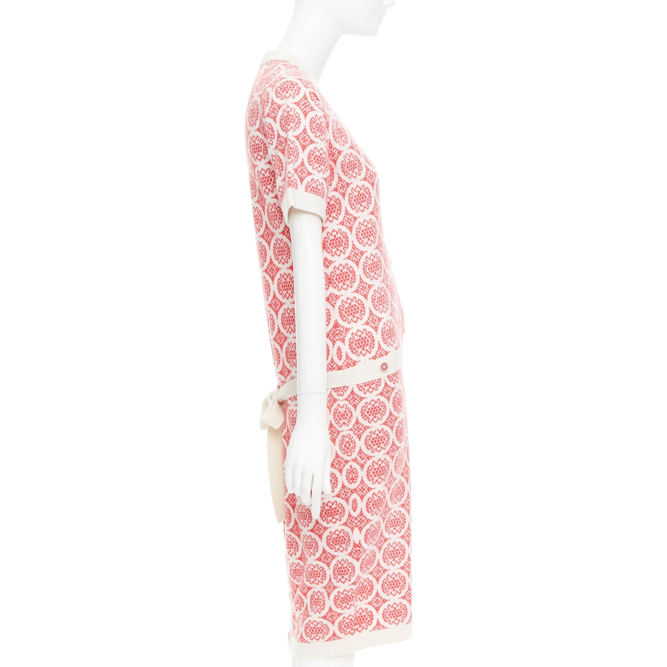 Women's Chanel pink cream CC button pattern dress - Image 10
