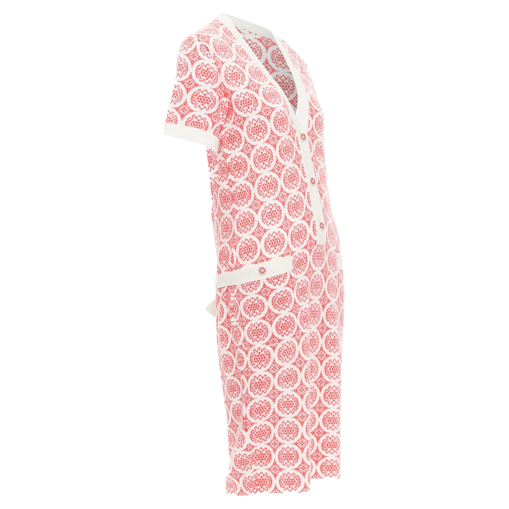 Women's Chanel pink cream CC button pattern dress - Image 3