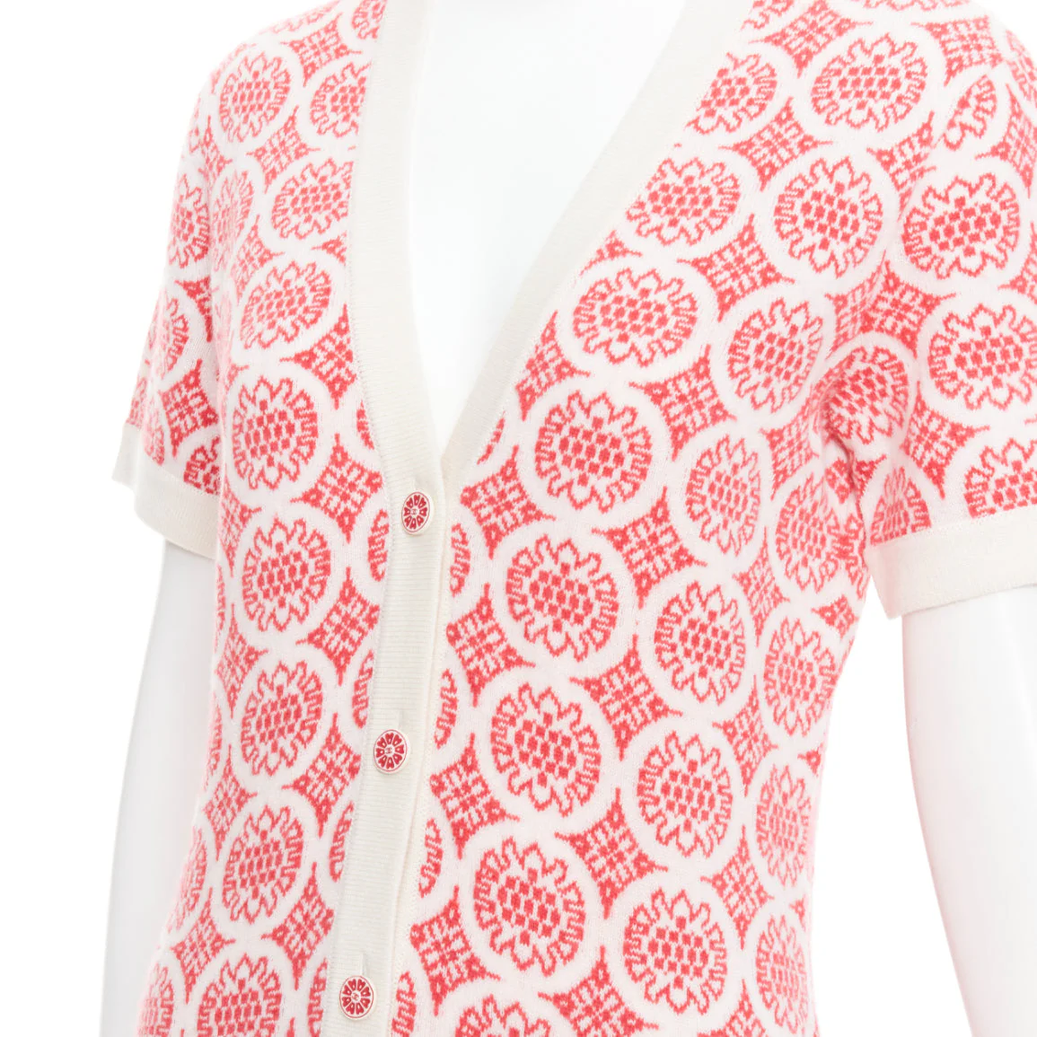 Women's Chanel pink cream CC button pattern dress - Image 8
