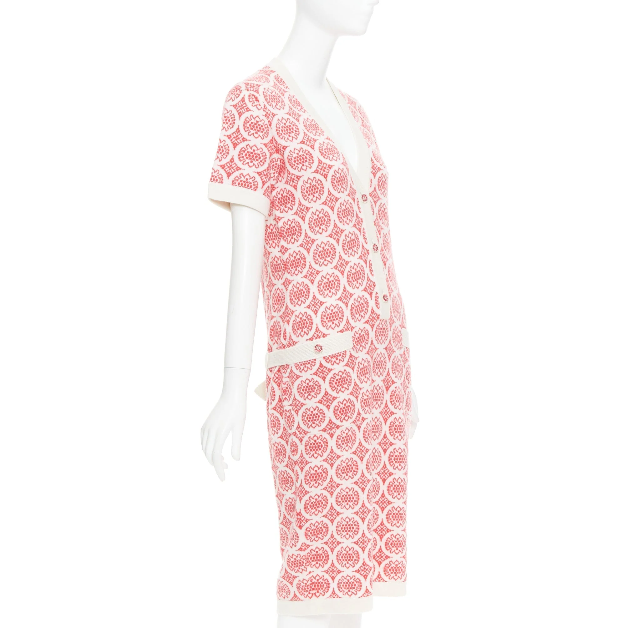 Women's Chanel pink cream CC button pattern dress - Image 9