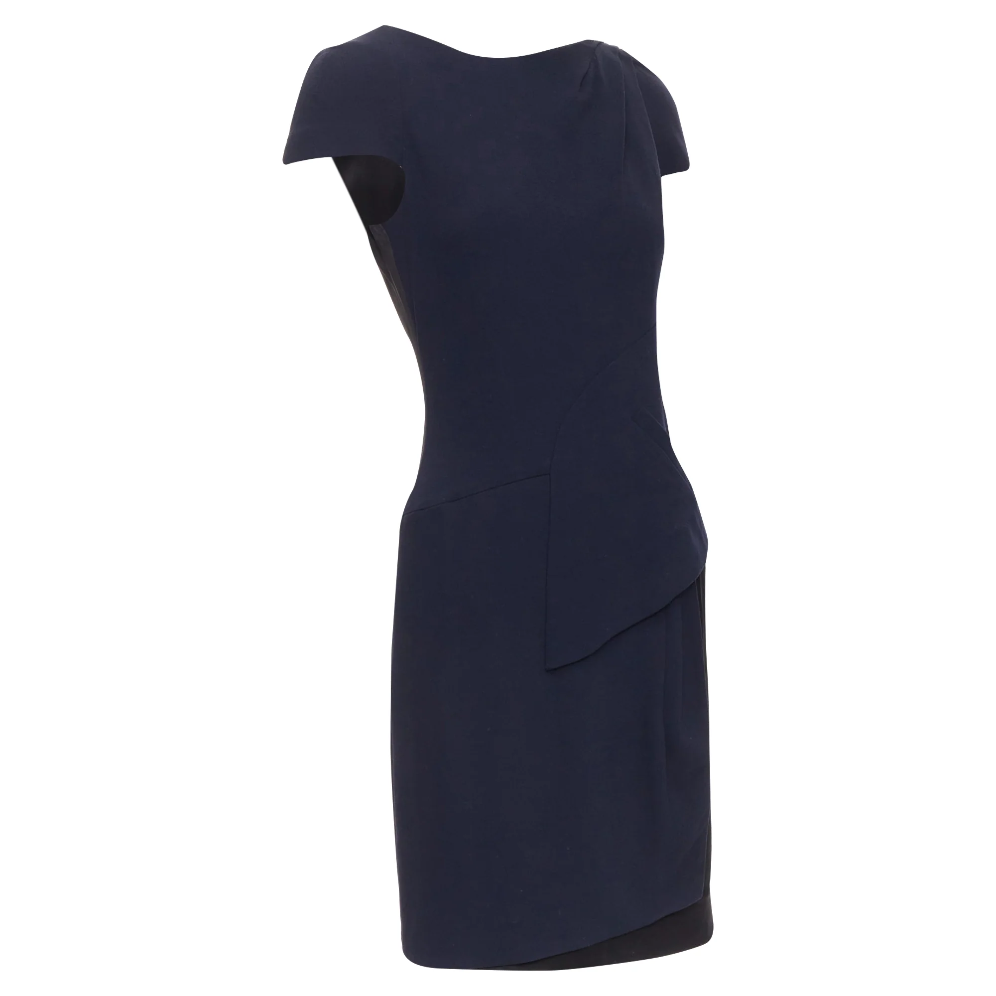 Women's Chanel rayon wool blend draped pleated shift dress