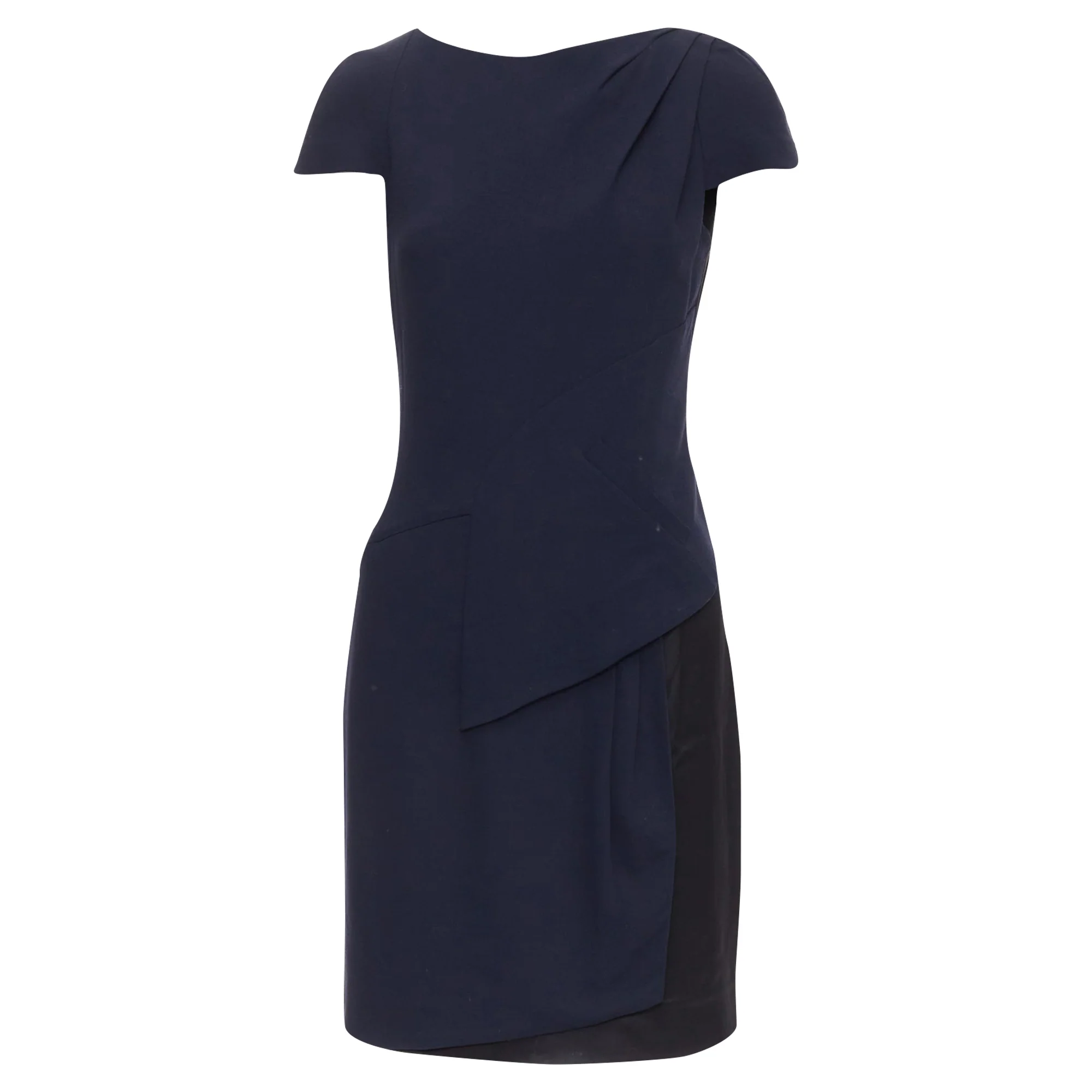 Women's Chanel rayon wool blend draped pleated shift dress - Image 3