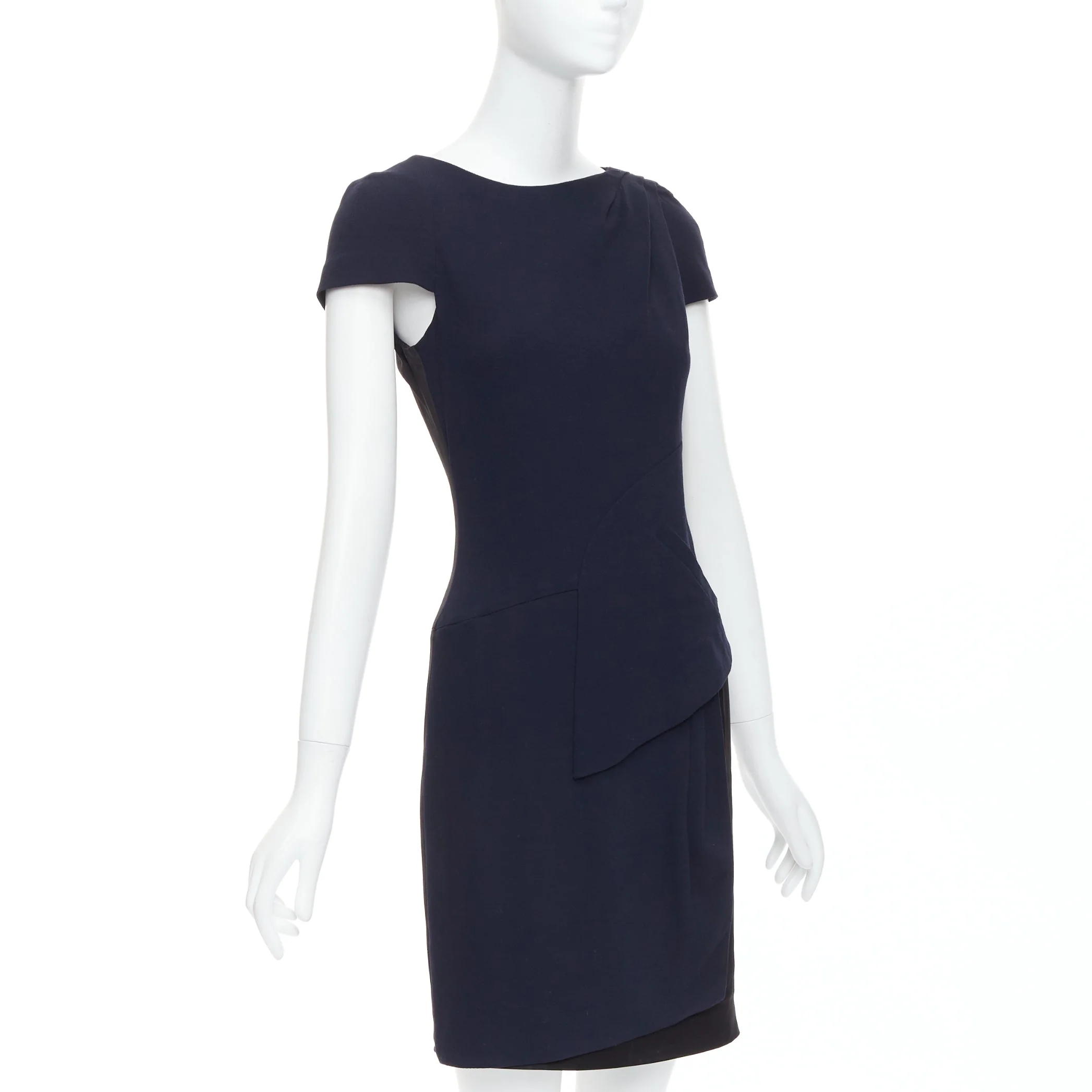 Women's Chanel rayon wool blend draped pleated shift dress - Image 7