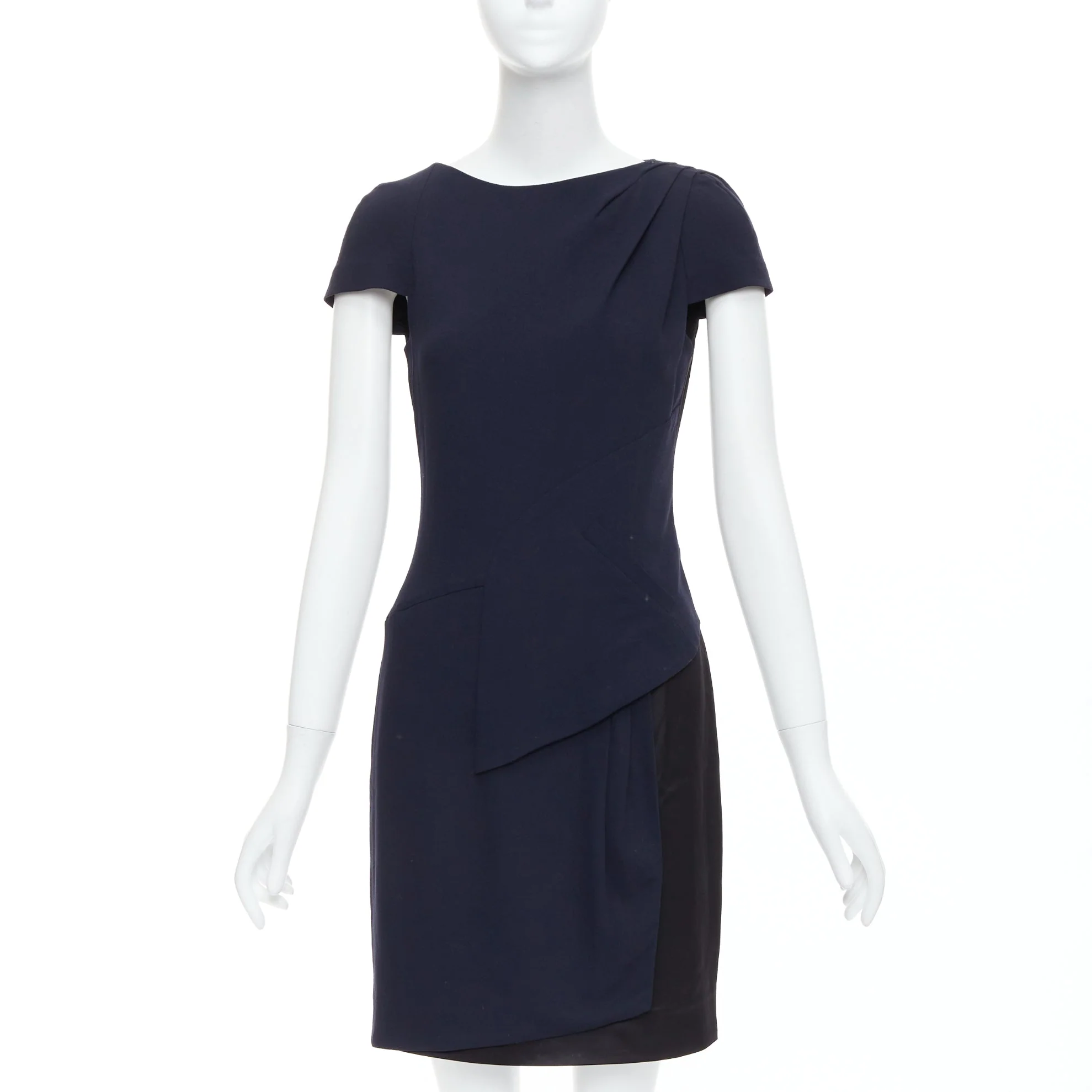 Women's Chanel rayon wool blend draped pleated shift dress - Image 9
