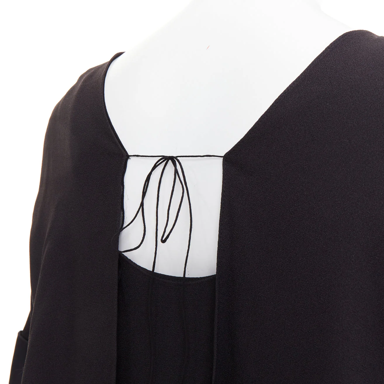 Women's CHLOE black 100% silk crepe satin contrast cape back dress FR42 XL - Image 6