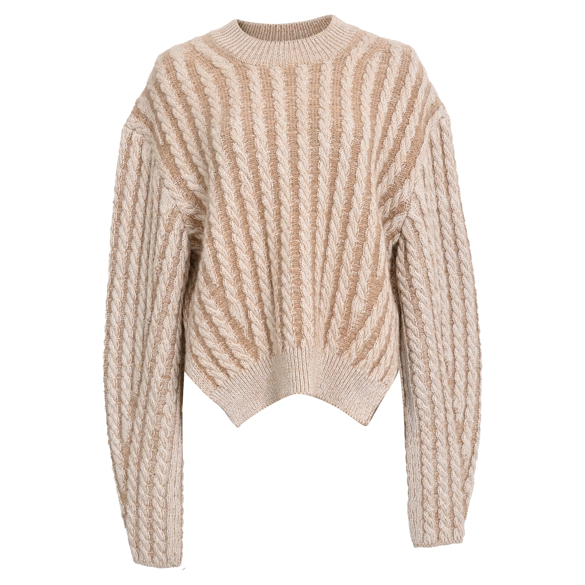 Women's Chloé Cable-Knit Sweater in Beige Wool