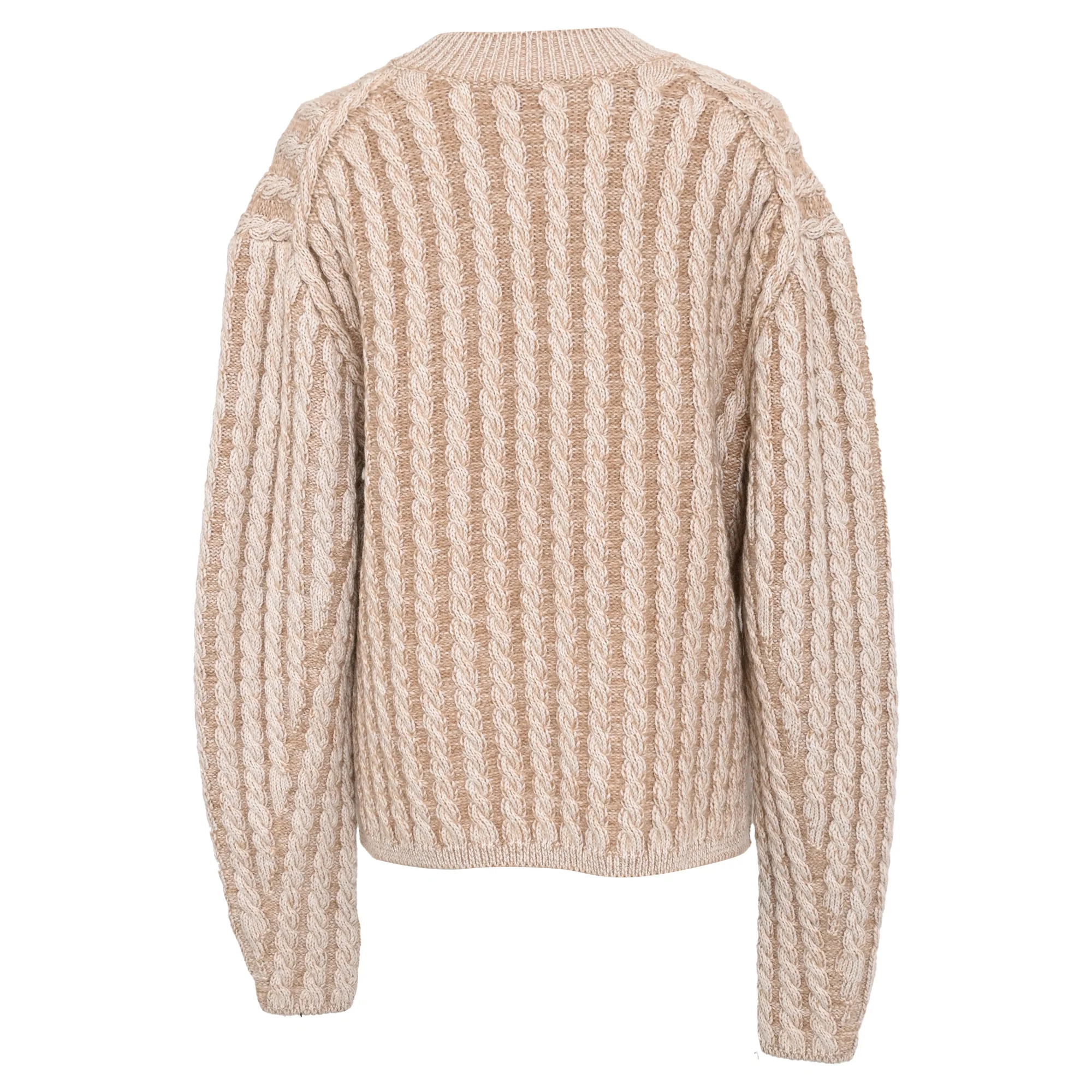 Women's Chloé Cable-Knit Sweater in Beige Wool - Image 3