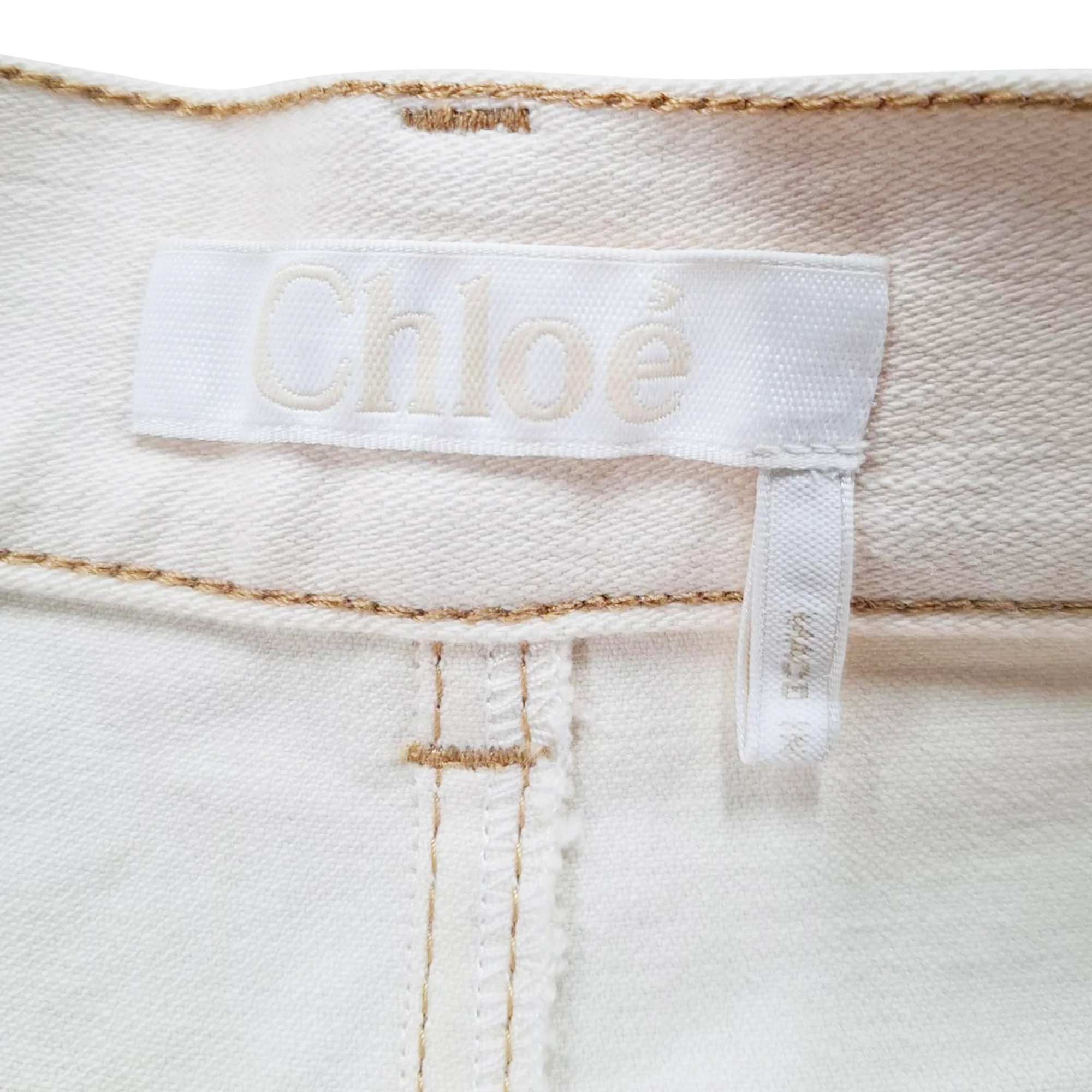 Women's Chloé Contrast Stitching Shorts in White Cotton - Image 3
