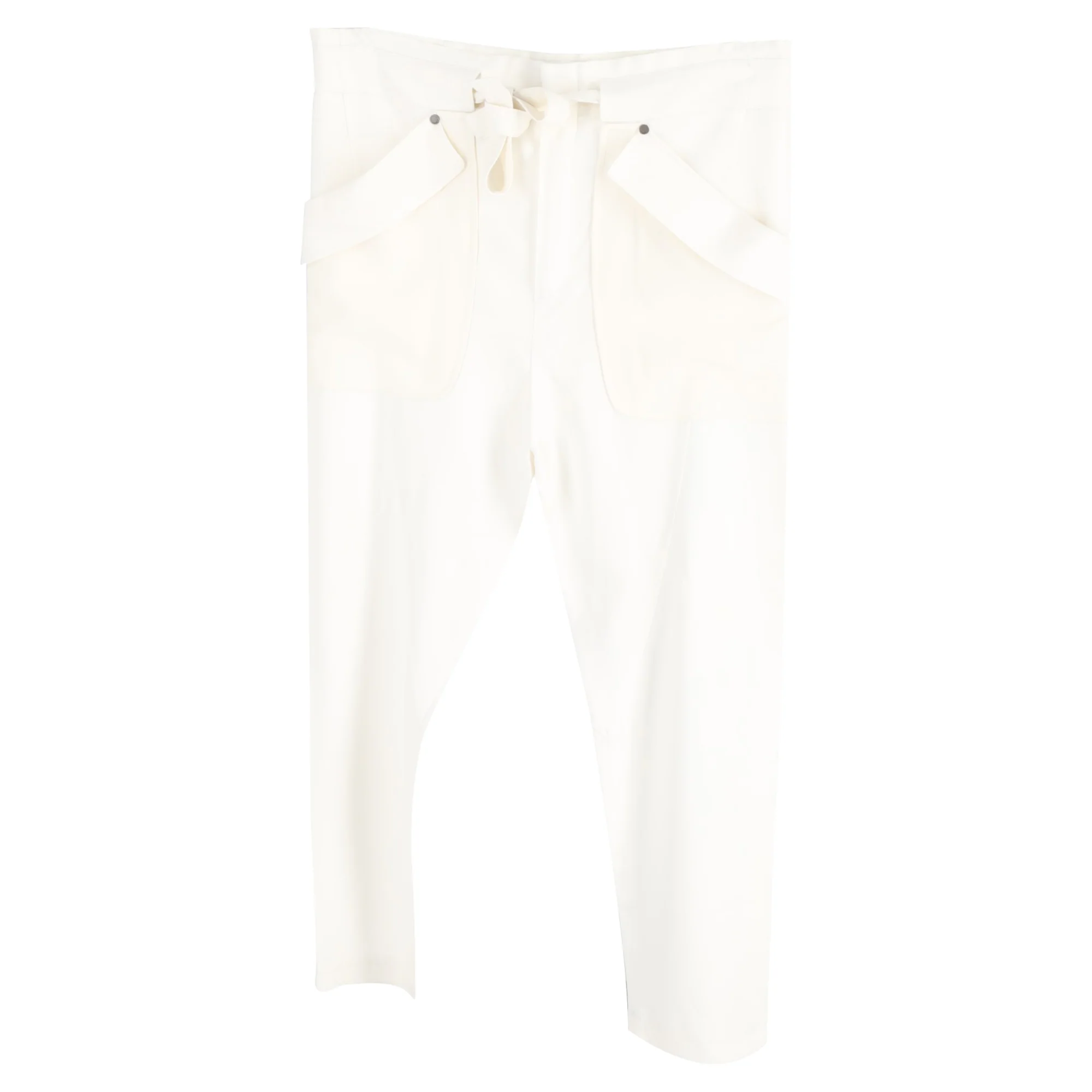 Women's Chloé Crepe Oversized Pocket Detail Pants in White Acetate