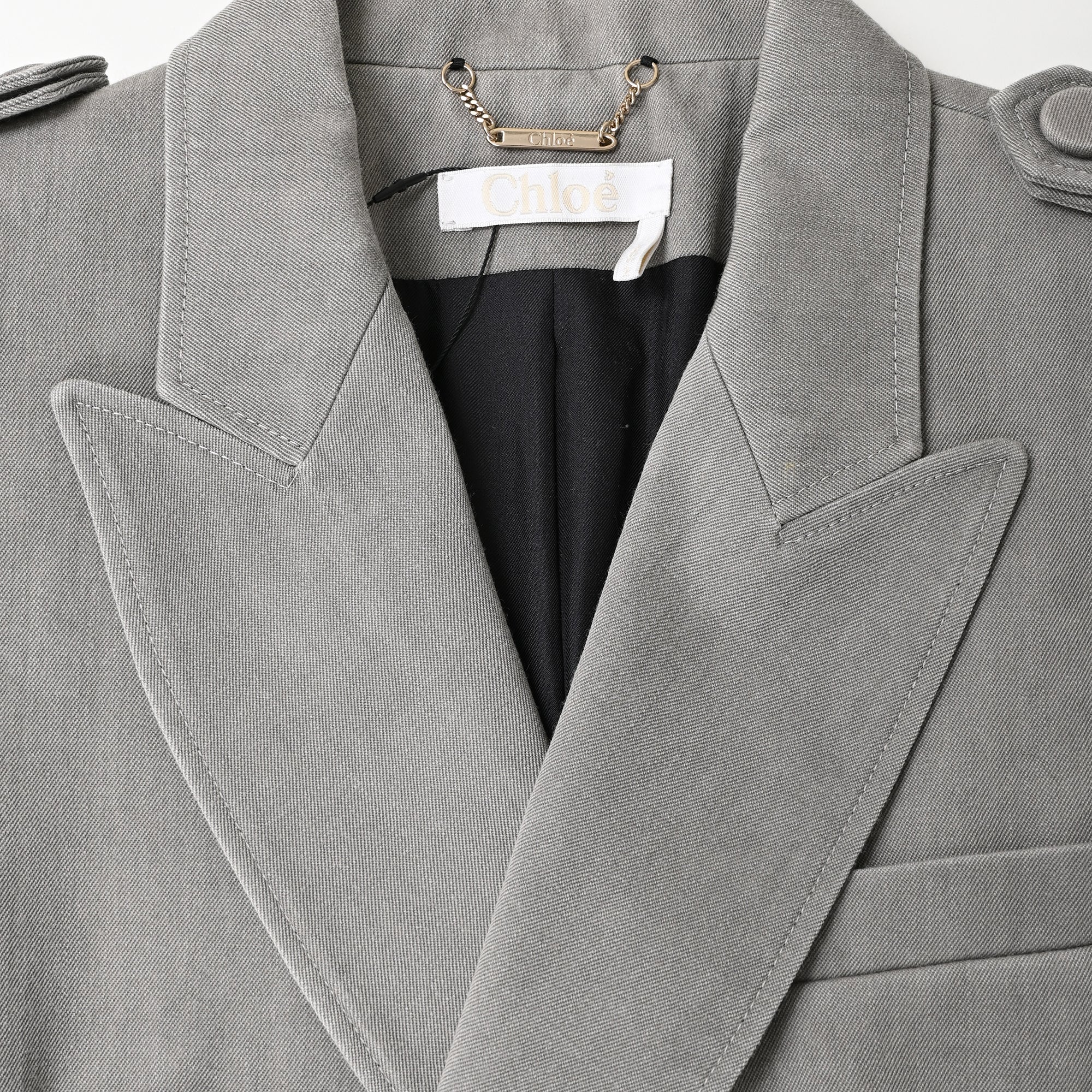 Women's Chloé Double-Breasted Blazer in Grey Wool - Image 5