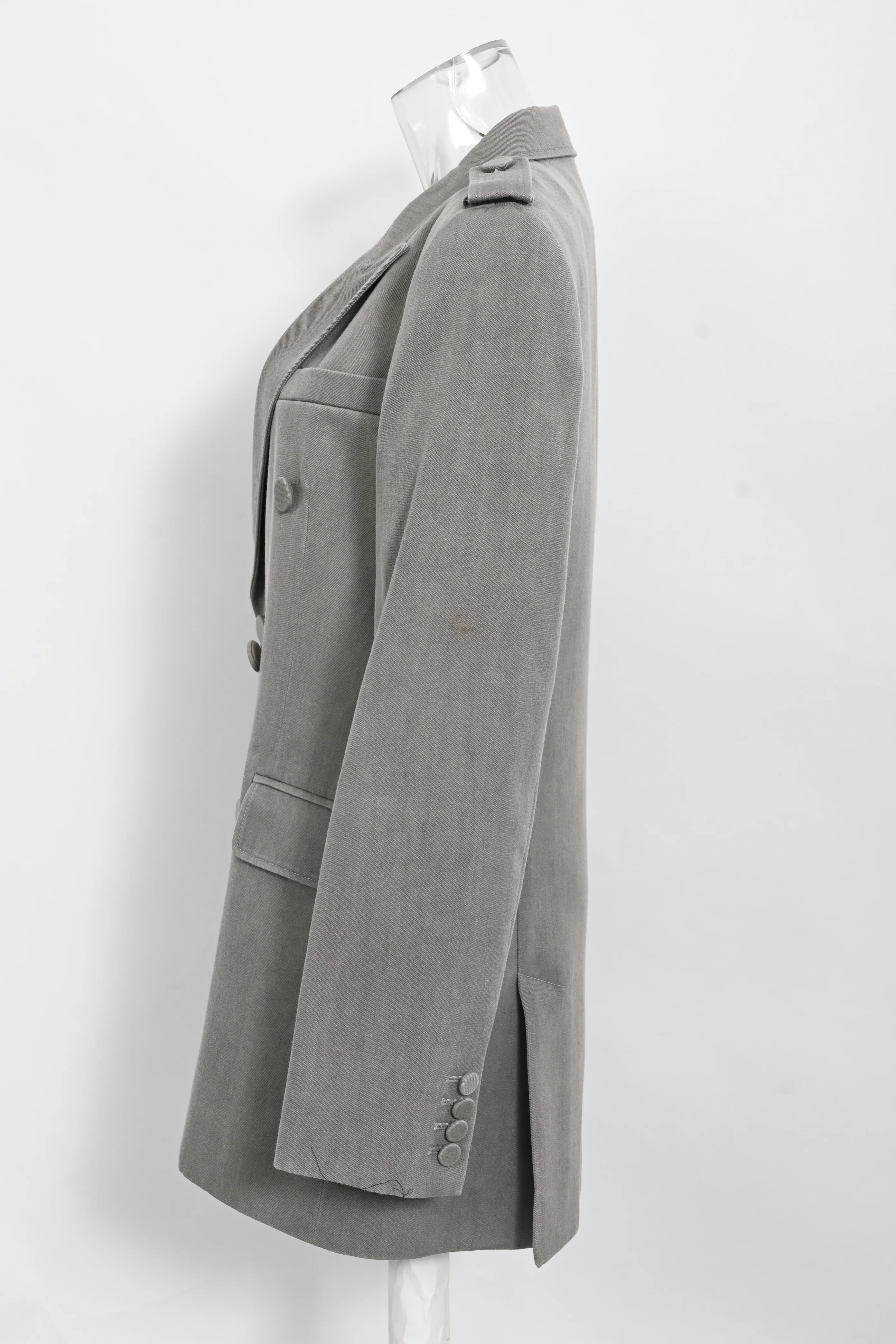 Women's Chloé Double-Breasted Blazer in Grey Wool - Image 7