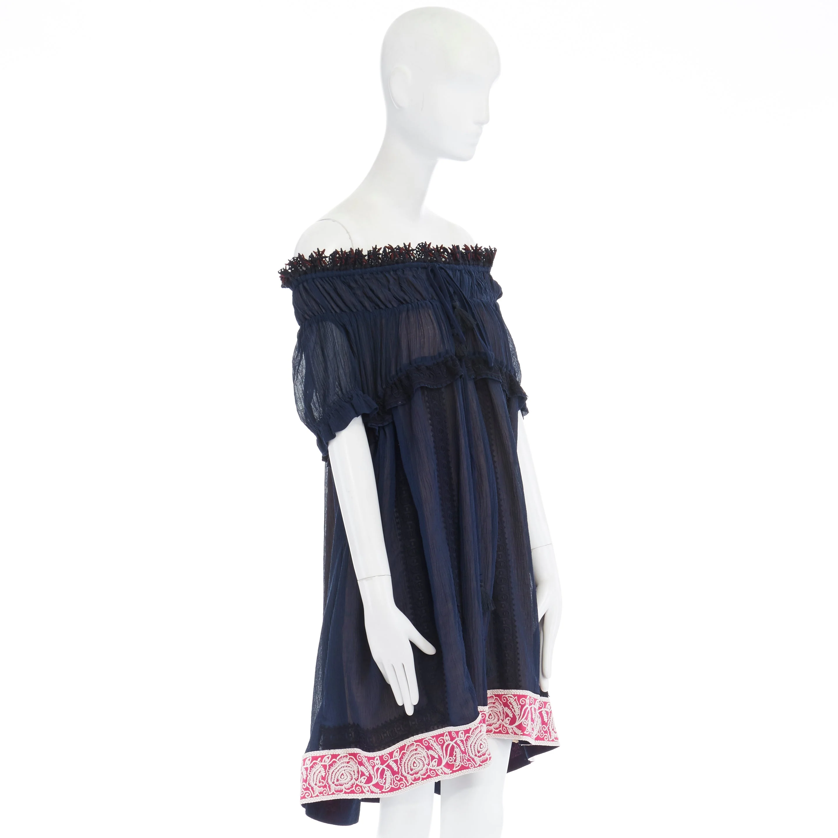 Women's Chloe embroidery lace trim off shoulder boho dress - Image 10