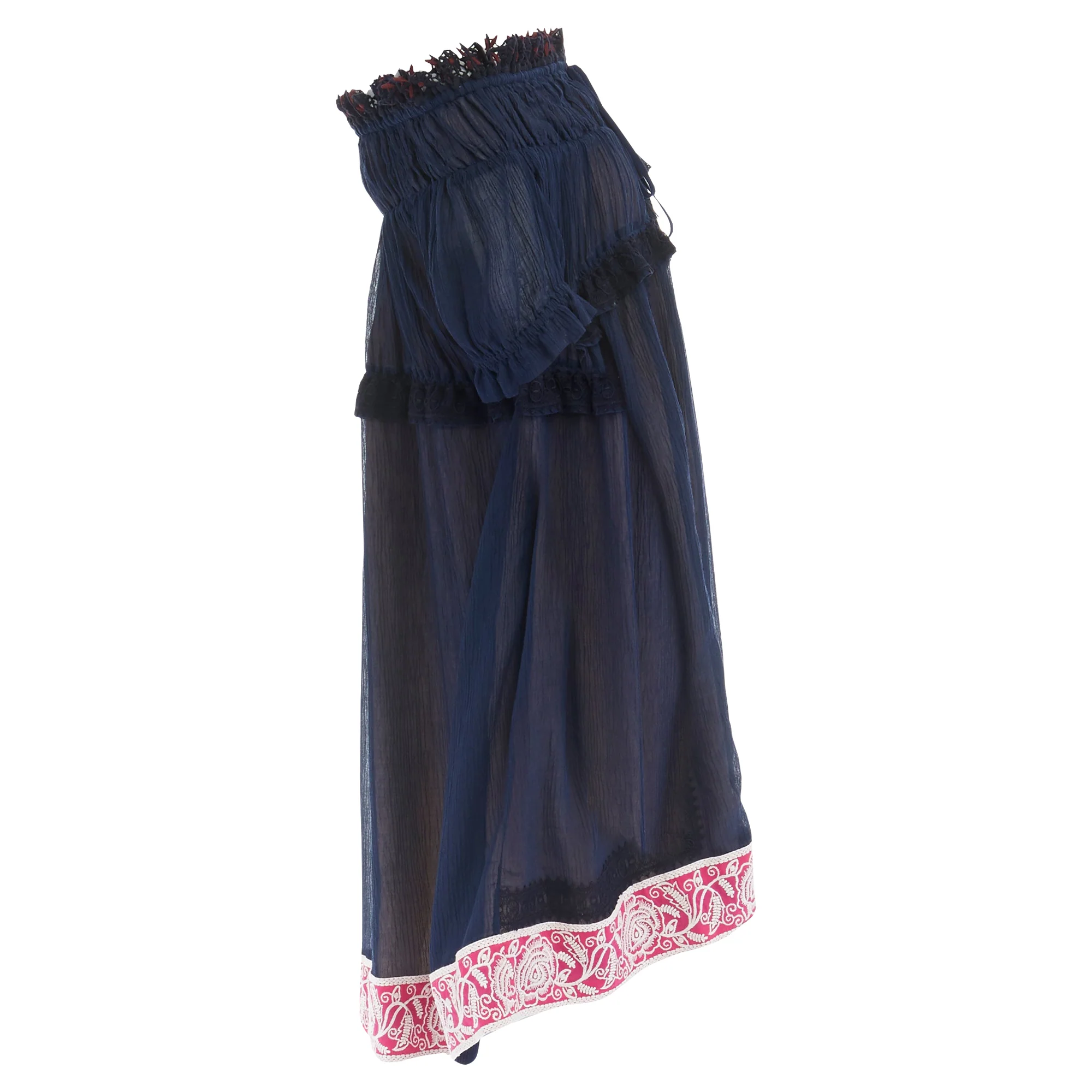 Women's Chloe embroidery lace trim off shoulder boho dress - Image 5
