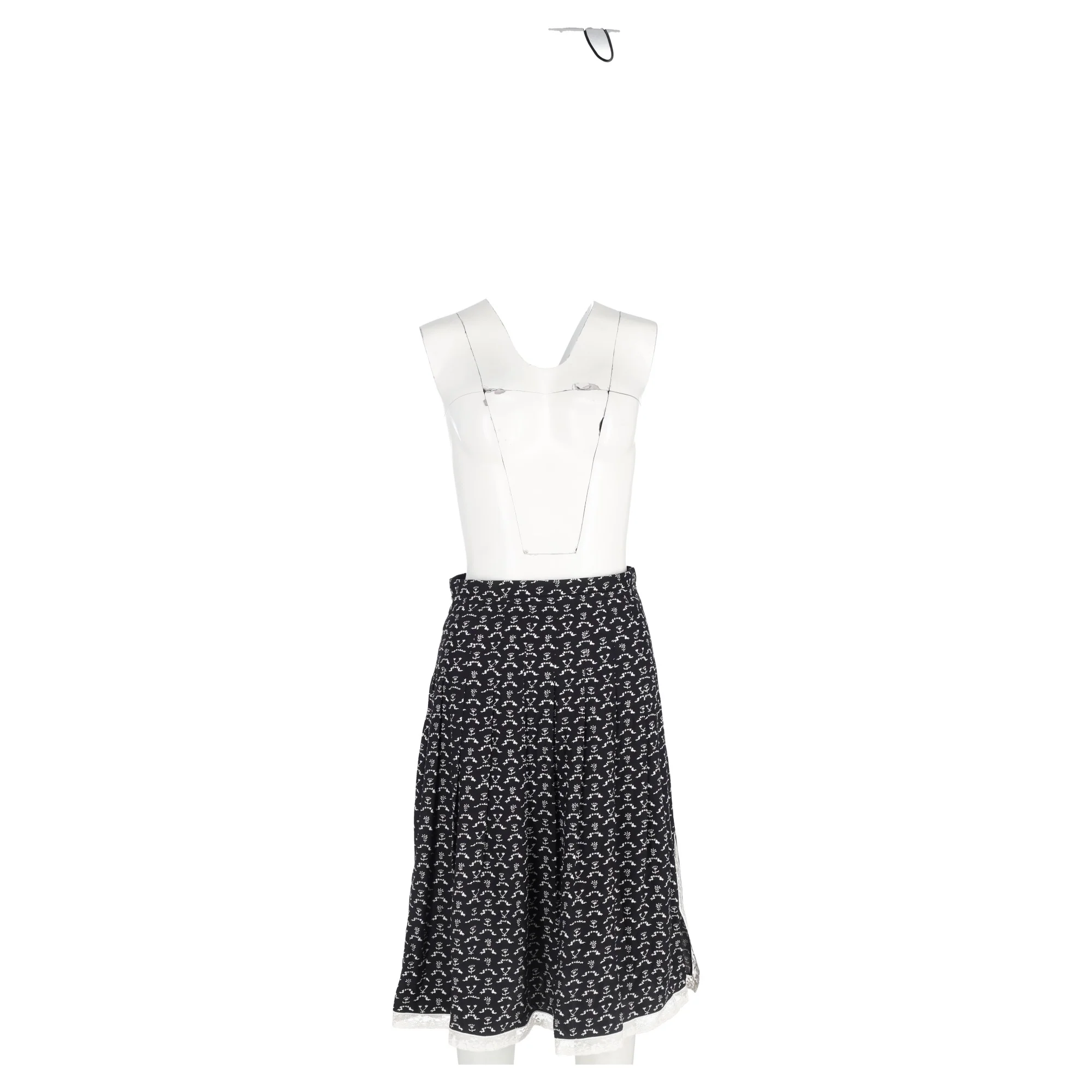 Women's Chloé Flower Printed Pleated Midi Skirt in Black Cotton - Image 4