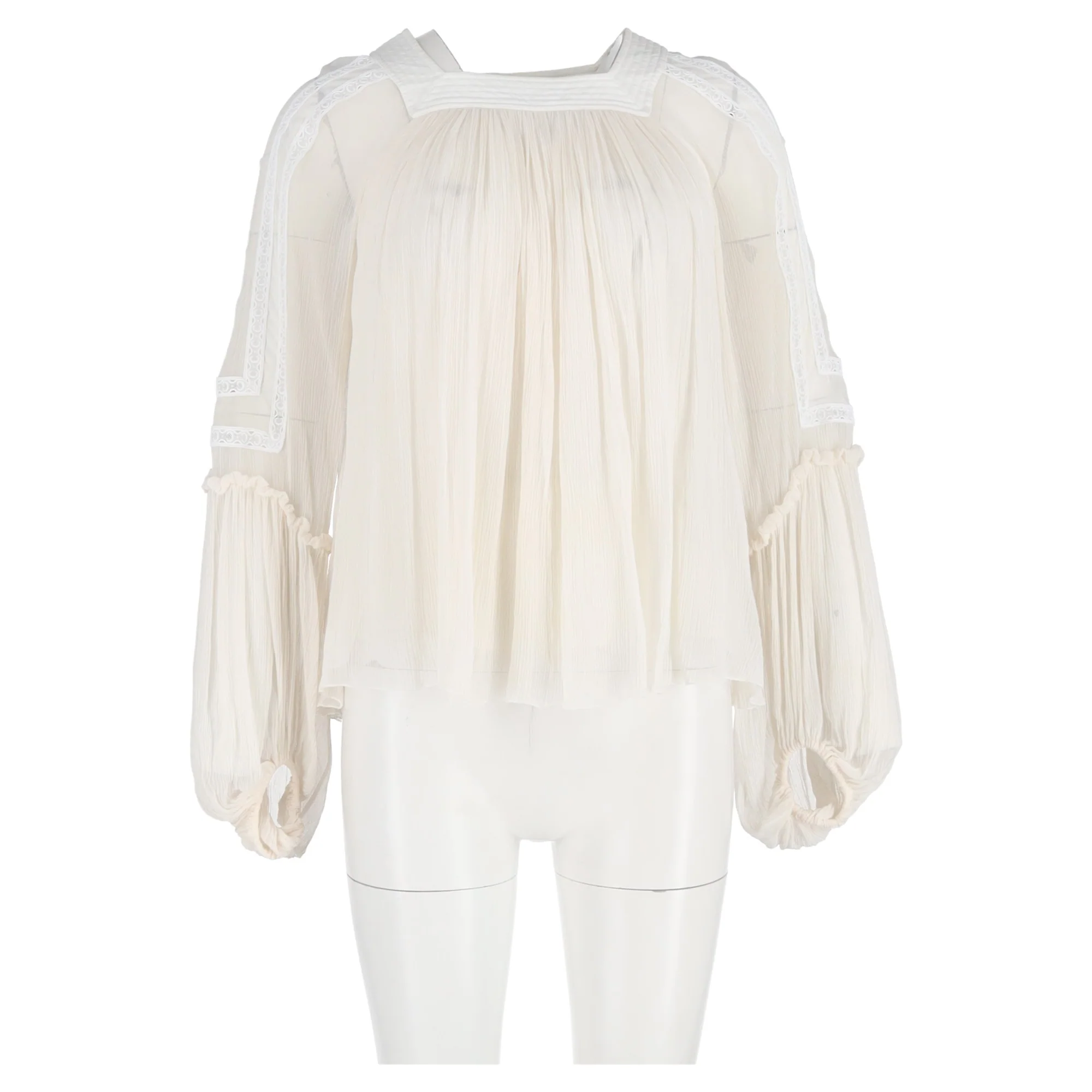 Women's Chloé Flowy Blouse in Ivory Silk - Image 4