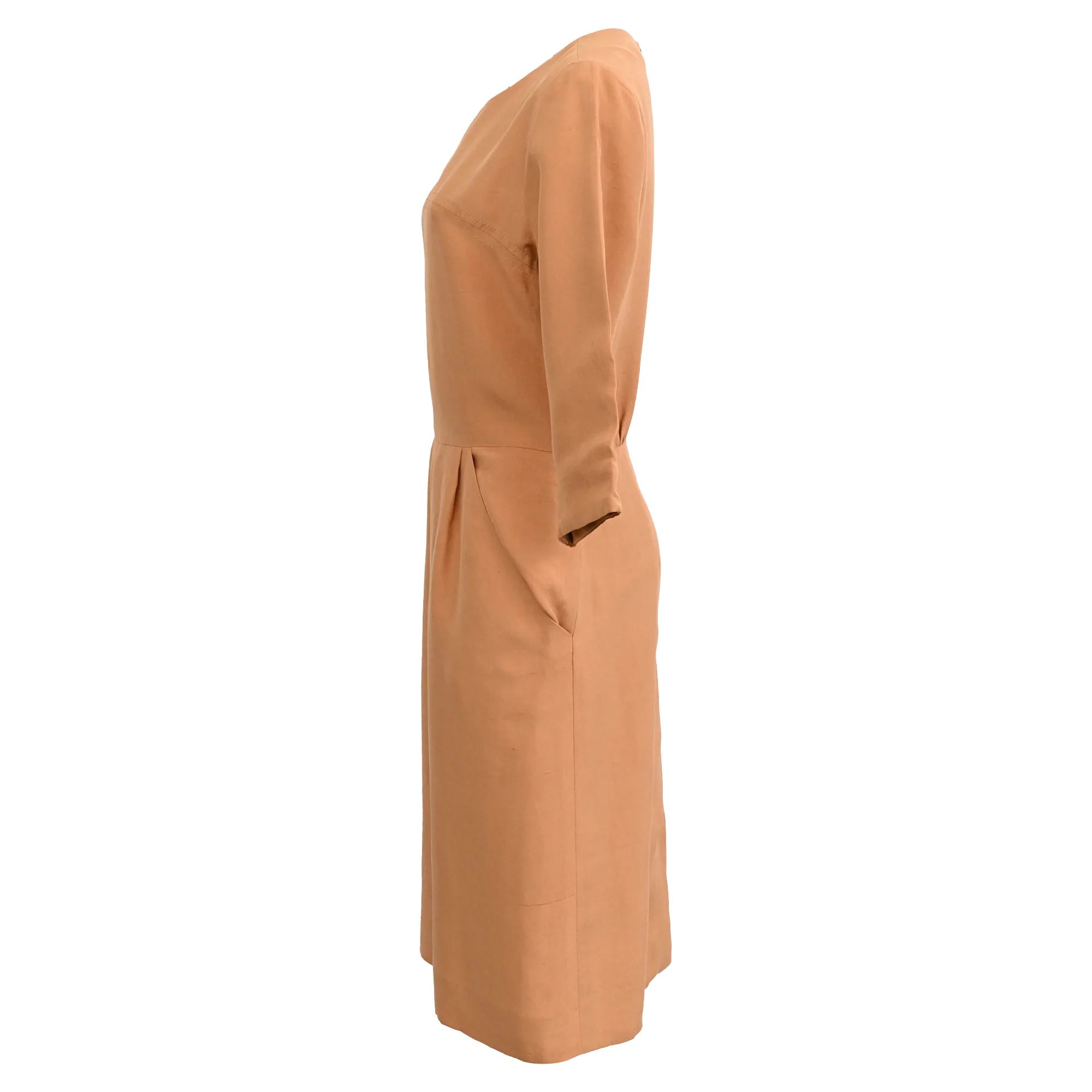 Women's  Chloé Half-Sleeved Midi Dress in Peach Silk - Image 2