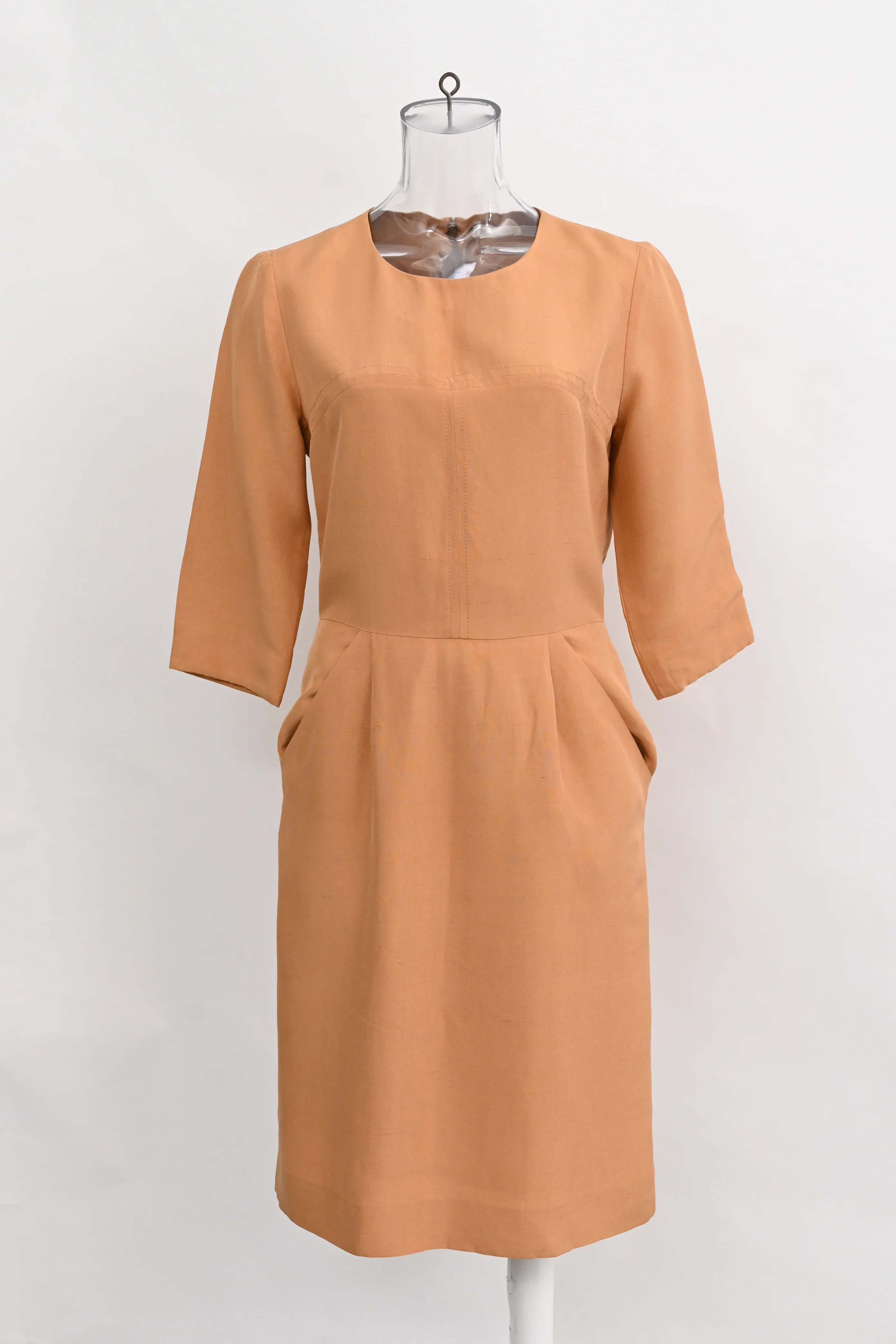 Women's  Chloé Half-Sleeved Midi Dress in Peach Silk - Image 6
