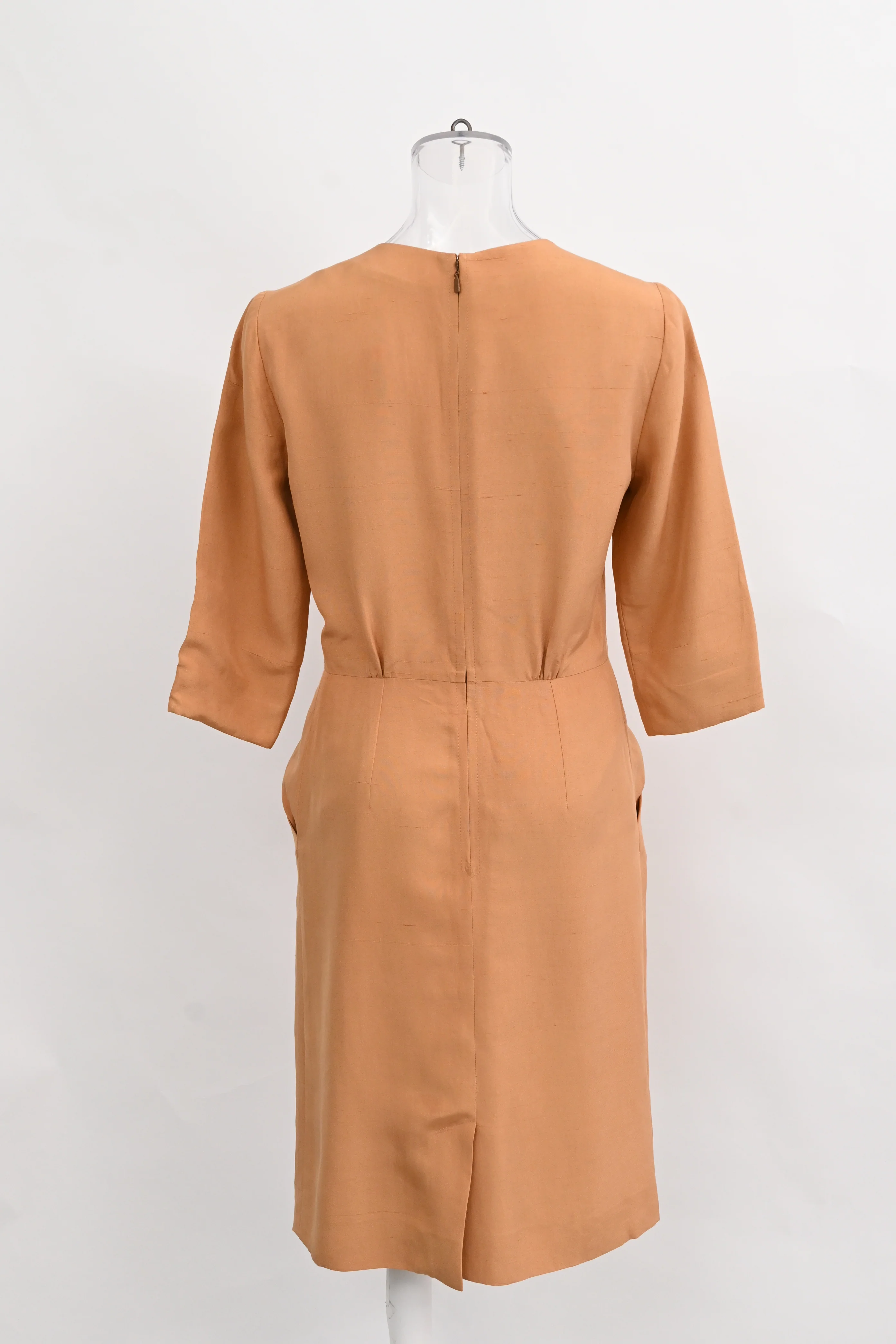 Women's  Chloé Half-Sleeved Midi Dress in Peach Silk - Image 8