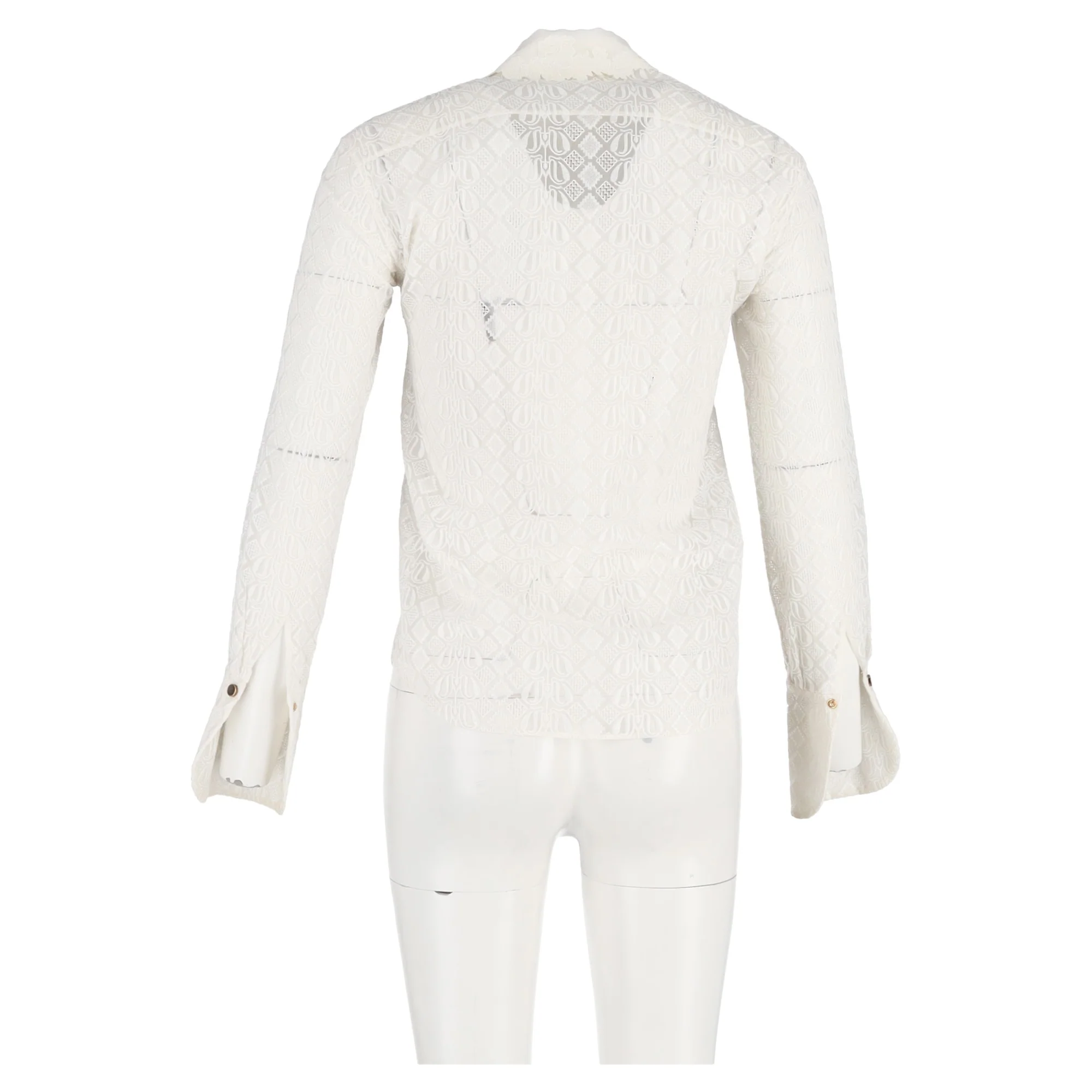 Women's Chloé Lace Button-Down Blouse in White Polyester - Image 6
