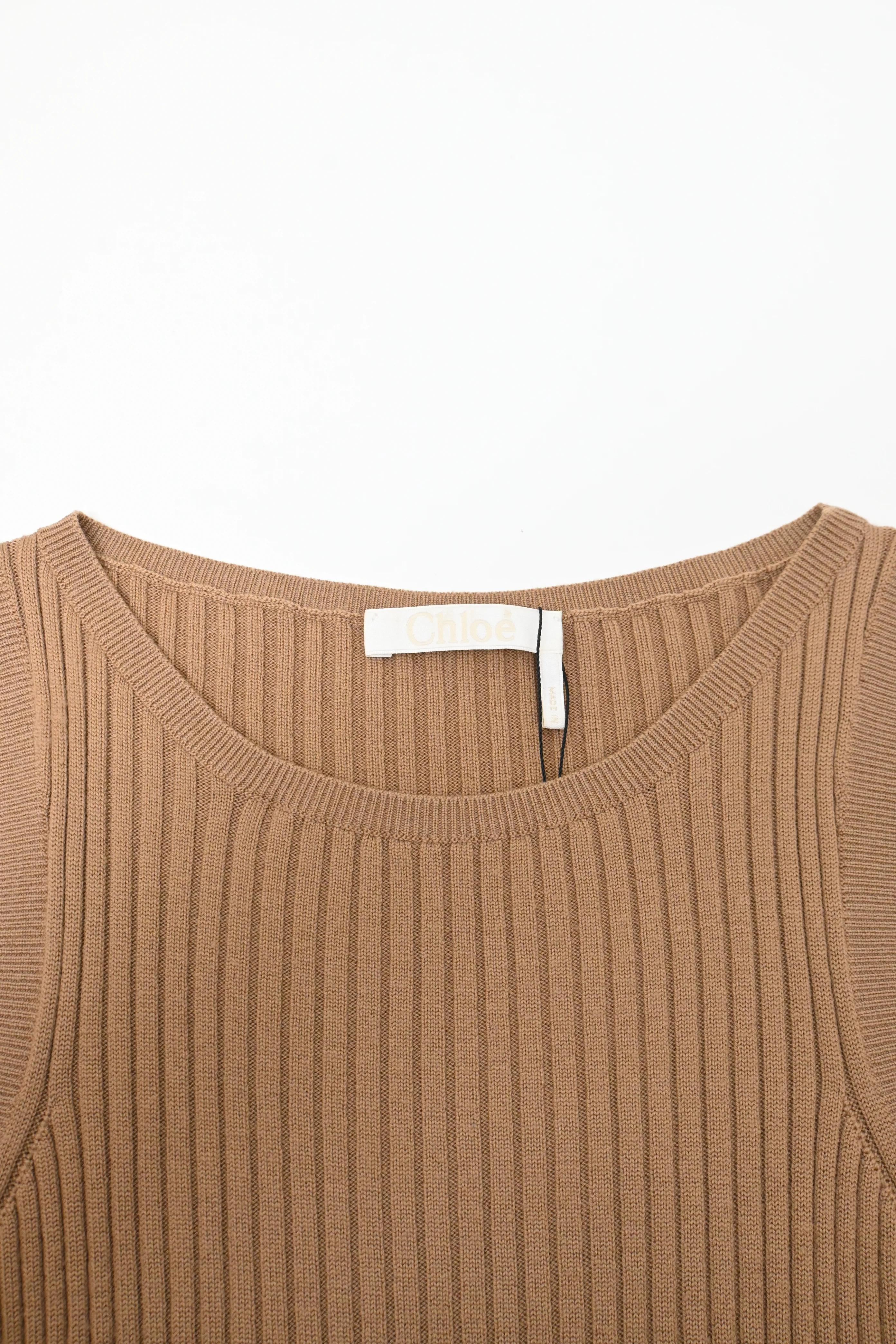 Women's Chloé Ribbed Tank Midi Dress in Brown Wool - Image 10