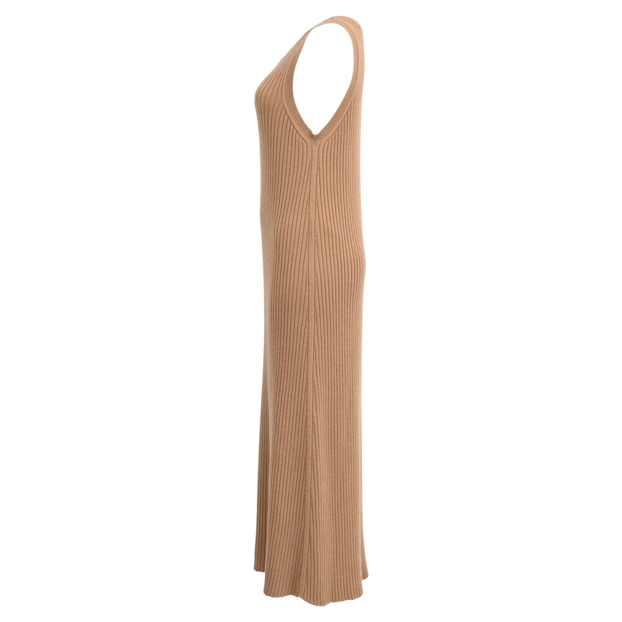 Women's Chloé Ribbed Tank Midi Dress in Brown Wool - Image 2