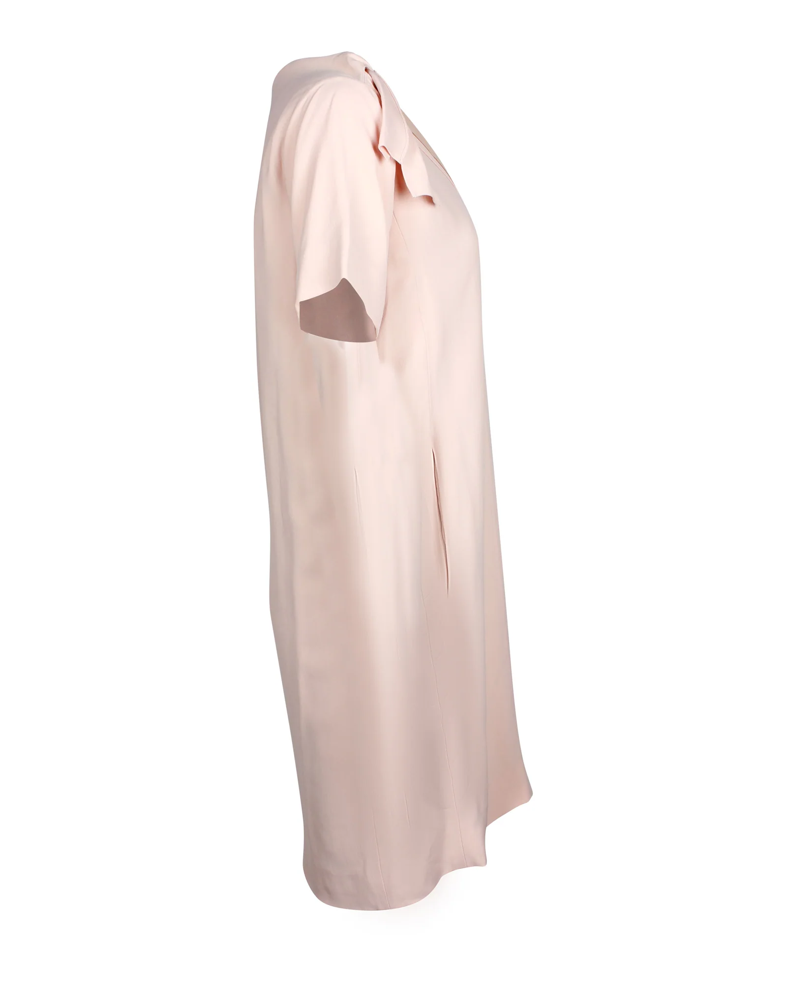 Women's Chloe Shoulder Bow V-Neck Dress in Light Pink Acetate - Image 2